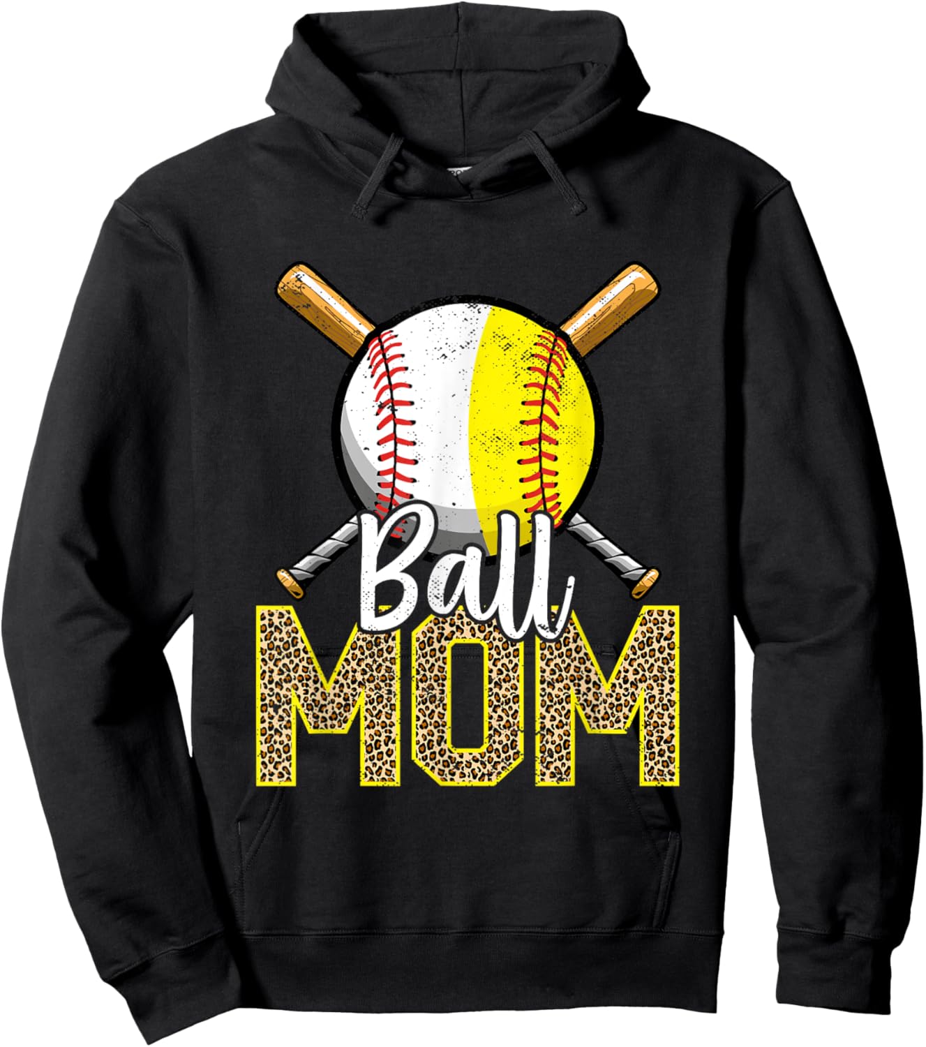 Ball Mom Baseball Softball Mama Women Mother's Day 2023 Hoodie - Hoodie | Black