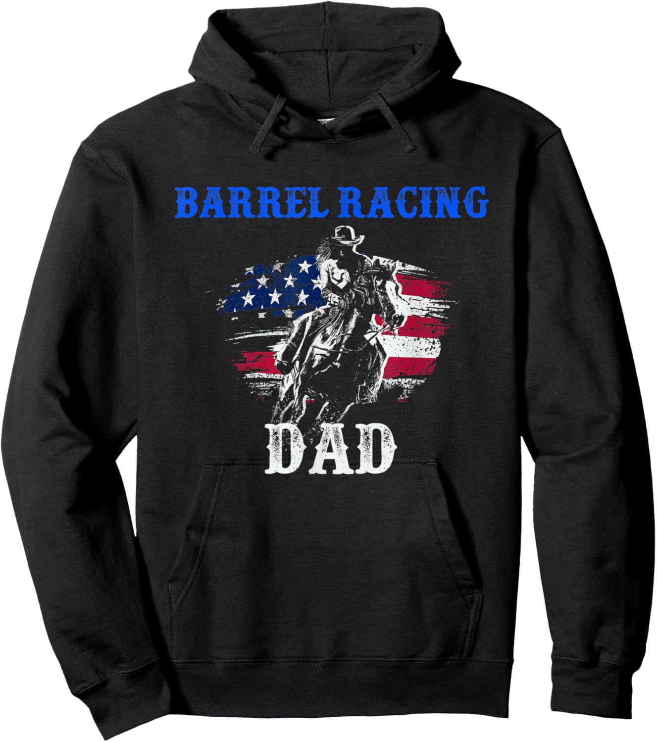 Barrel Racing Dad - Patriotic Horse Riding - Riding Gifts Hoodie - Hoodie | Black