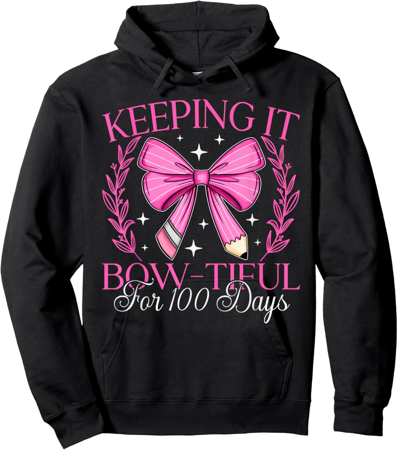 Coquette Bow Keeping It Bowtiful For 100 Days Of School Kids Hoodie - Hoodie | Black