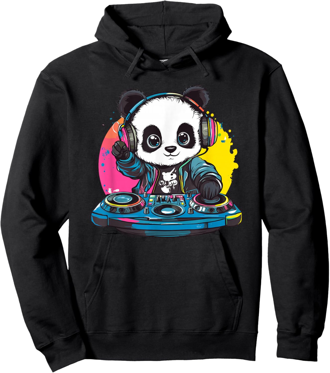 Panda DJ Mixing Colorful Tunes Hoodie - Hoodie | Black