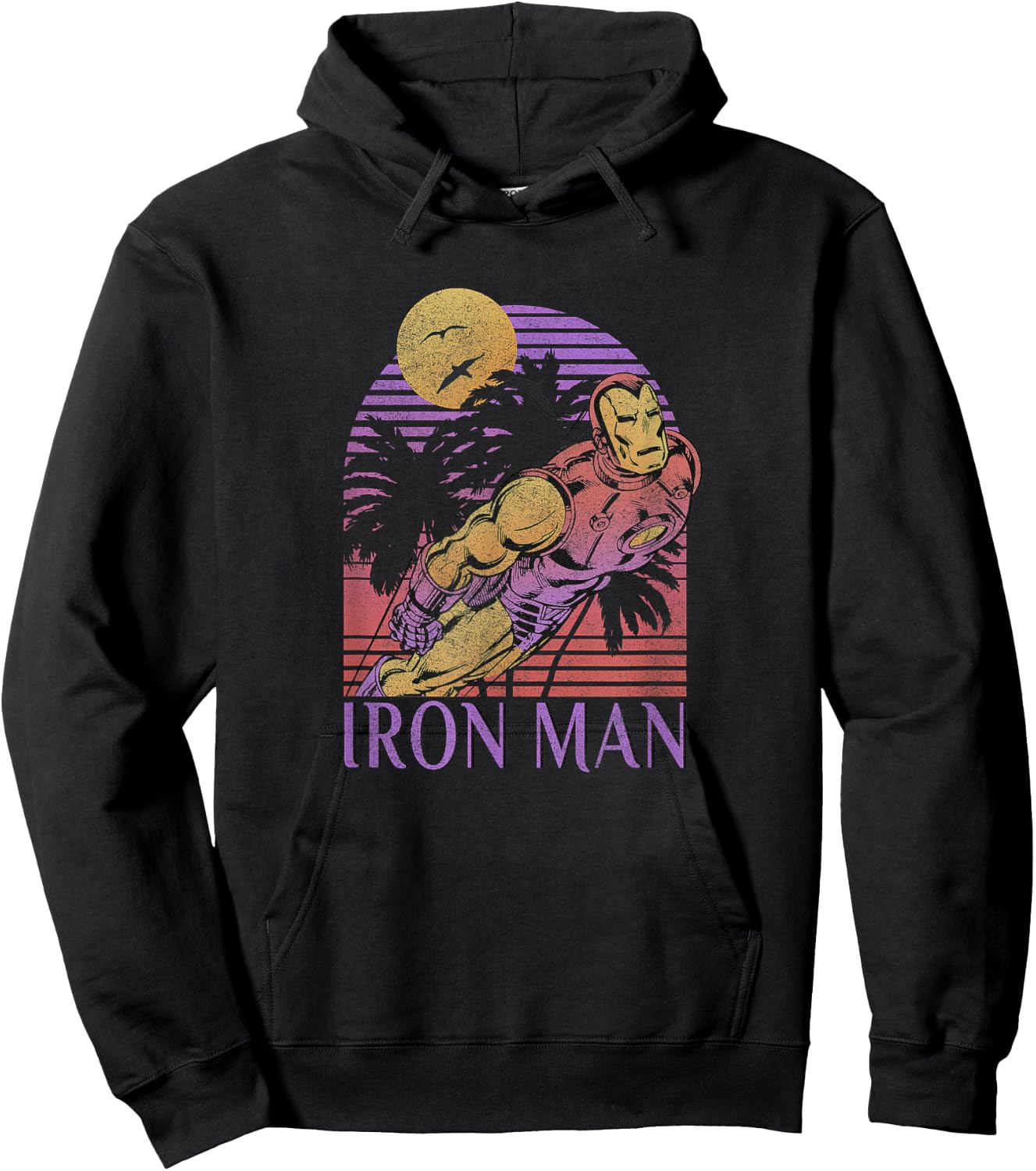 Marvel Iron Man Retro Distressed Portrait Hoodie - Hoodie | Black