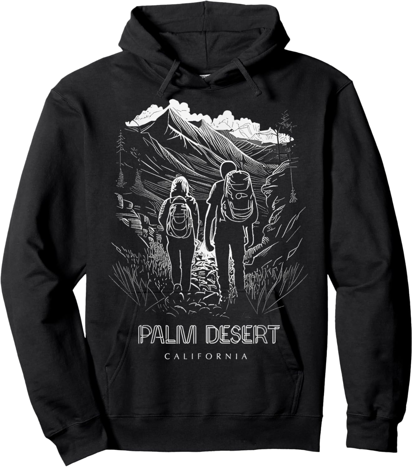 Palm Desert California Souvenir Hiking Hoodie - Hoodie | Black