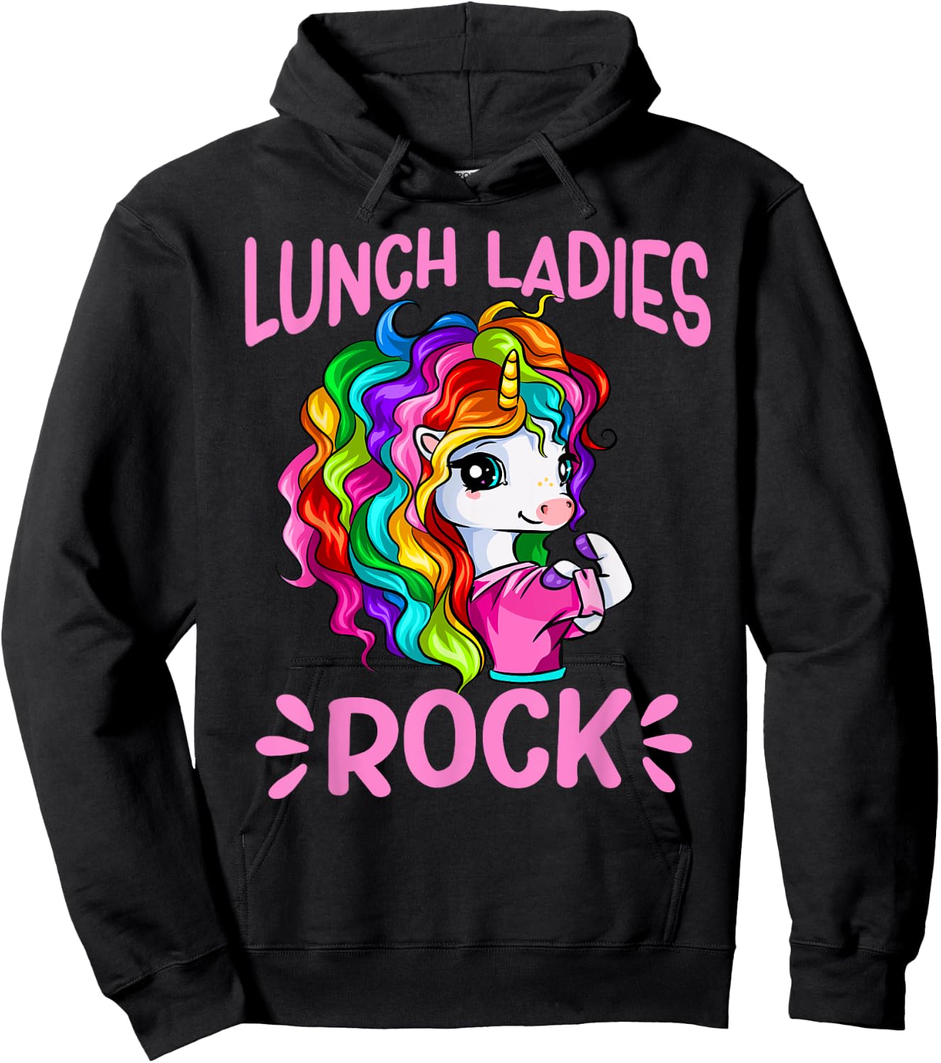 Lunch Ladies Rock Cute Unicorn Chef Cook Funny Lunch Lady Hoodie - Hoodie | Black