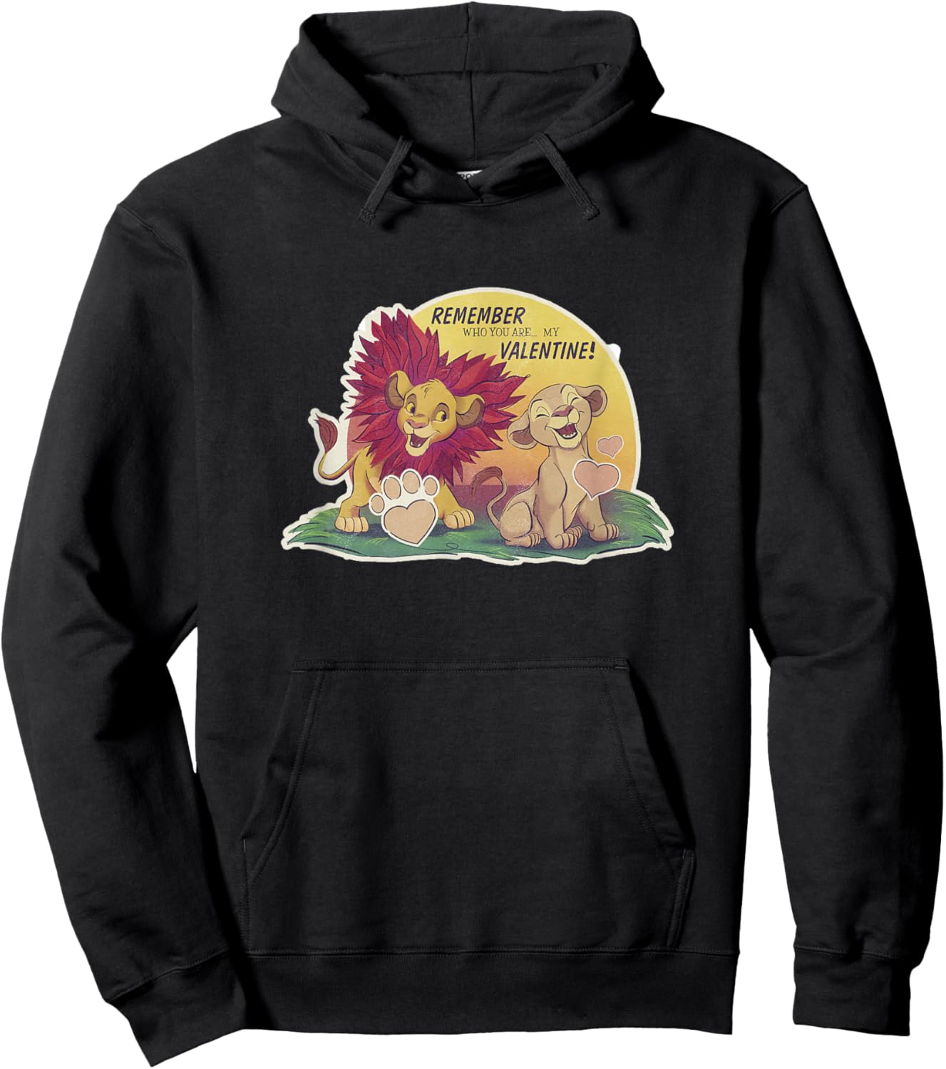 Disney The Lion King Valentine's Day Nala & Simba Wild Retro Hoodie - Hoodie | Black