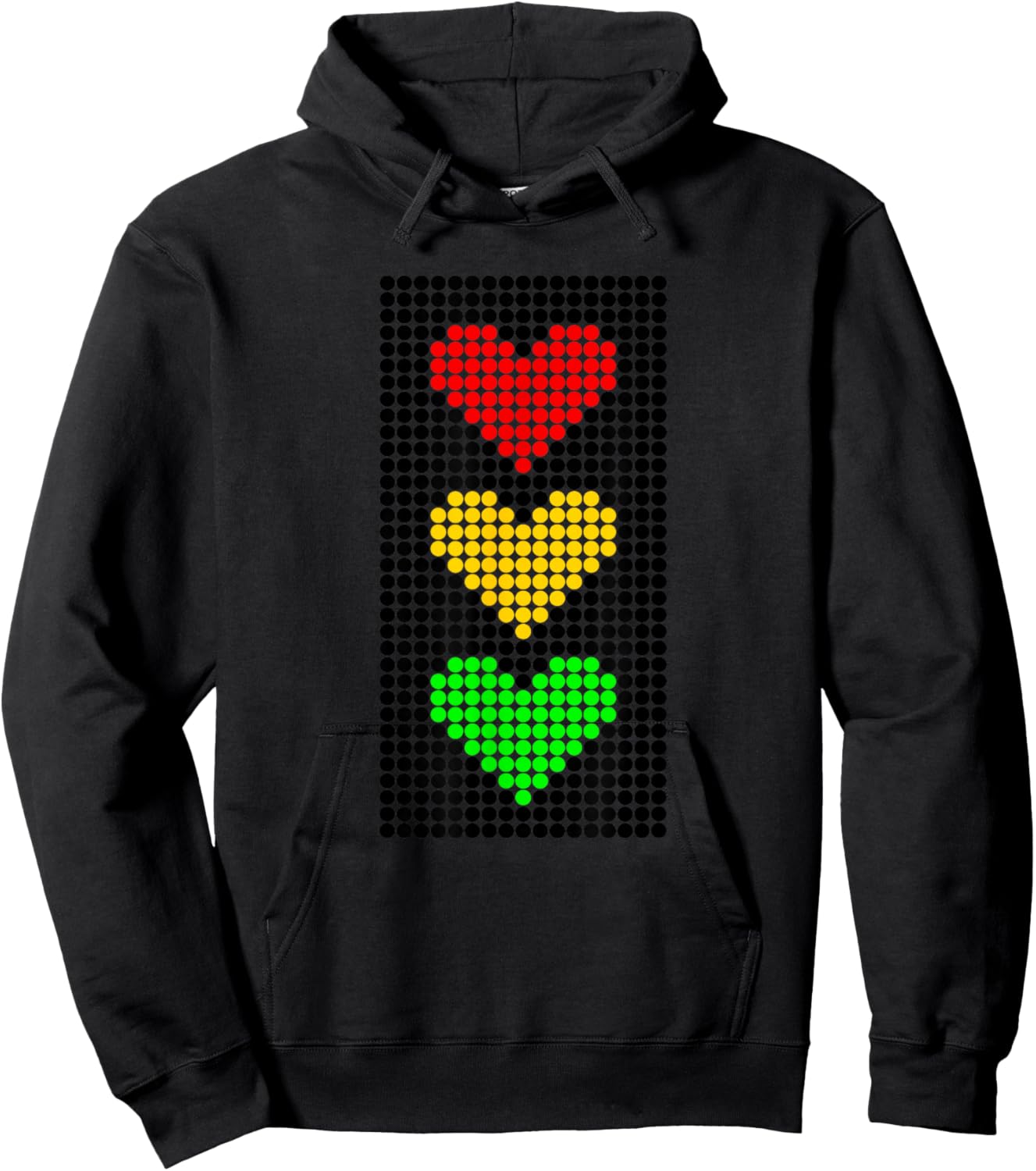 Dot Heart Stoplight Traffic Signal Stop-Caution-Go Hoodie - Hoodie | Black