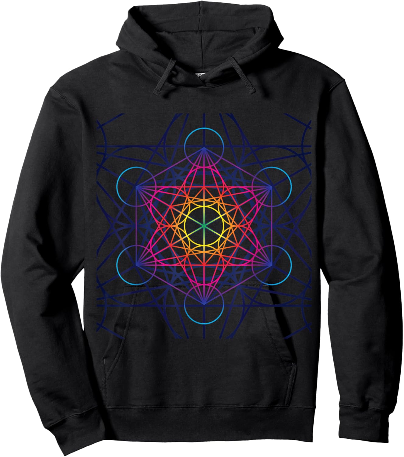 Cool Mandala Sacred Geometry Metatrons Cube Design Hoodie - Hoodie | Black