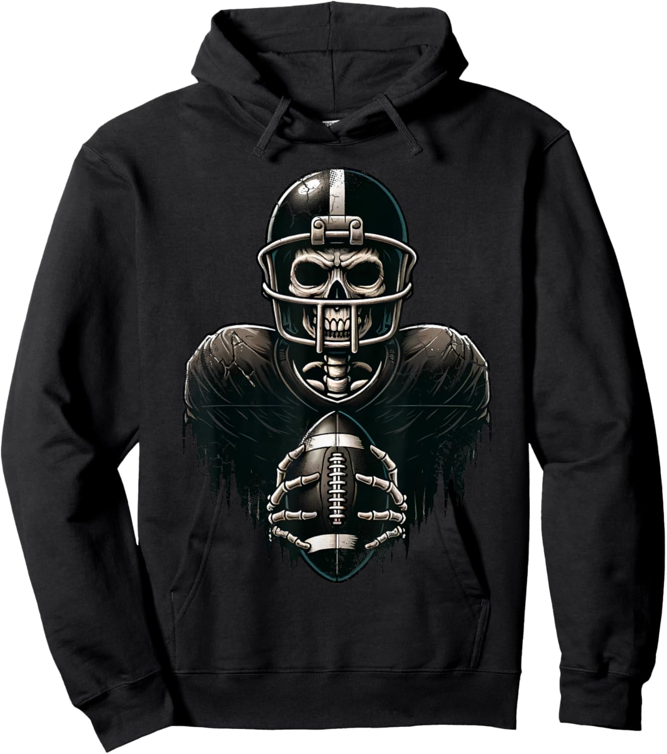 Halloween Skeleton Football Player Spooky Sports Graphic Hoodie - Hoodie | Black