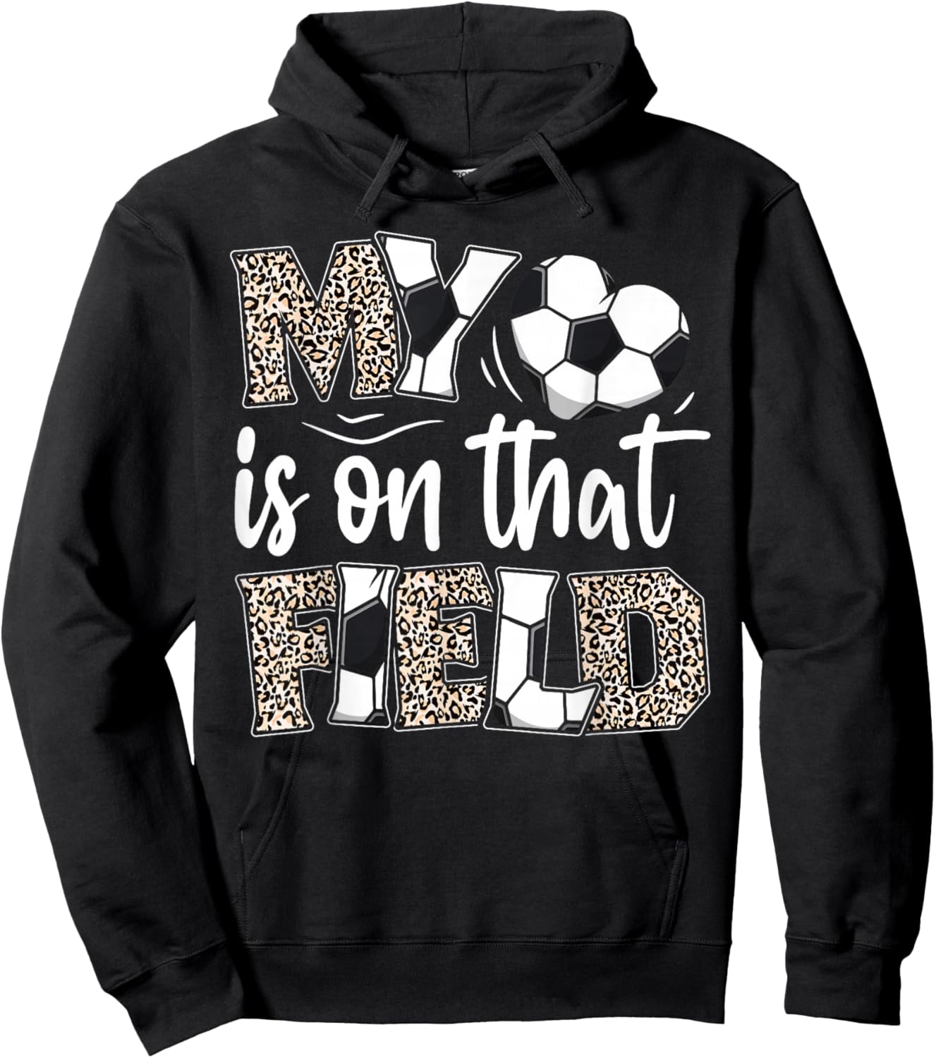 My heart is on that field Soccer leopard soccer mom player Hoodie - Hoodie | Black