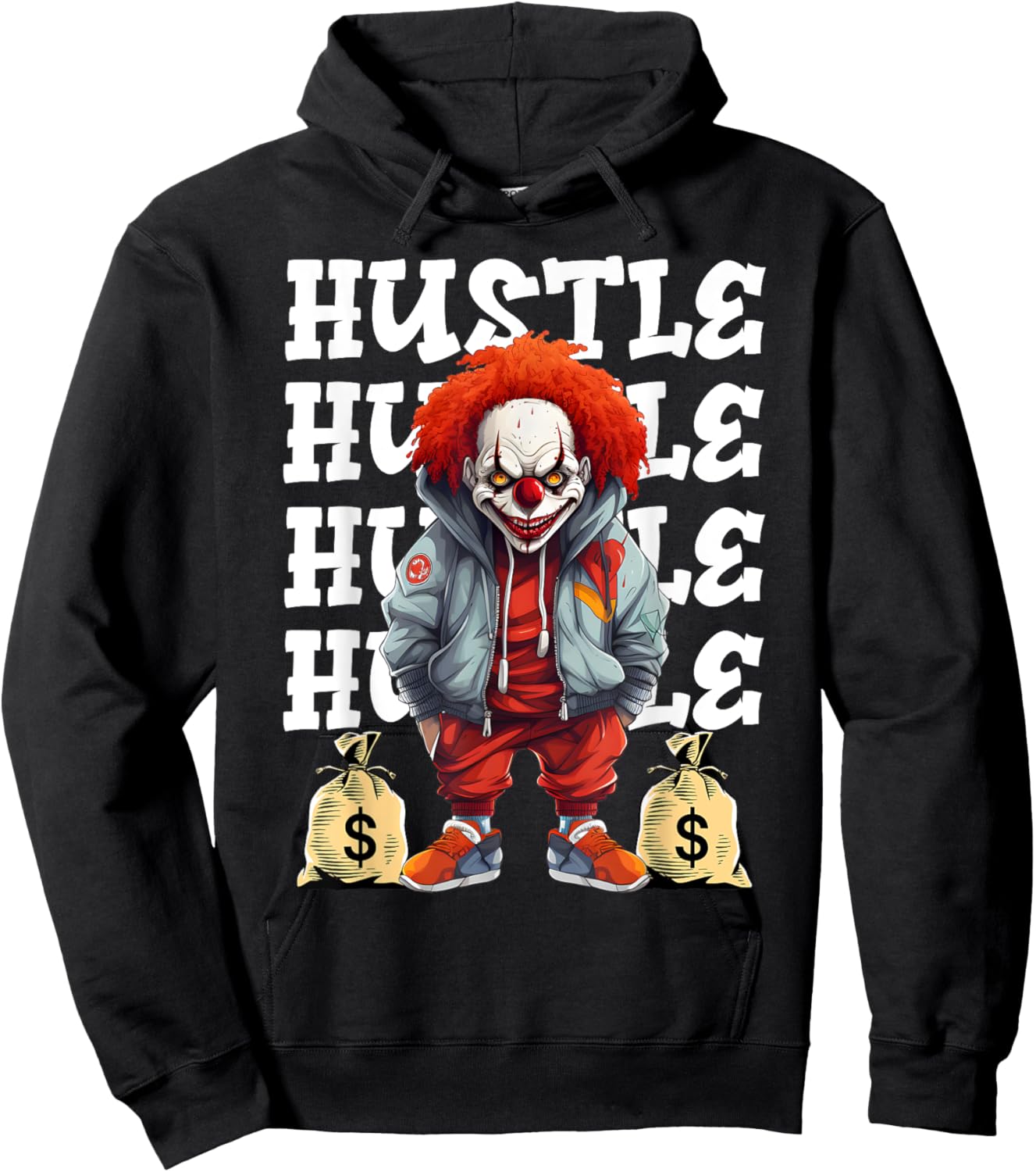 Hip Hop Scary Clown Hustle Money Urban Streetwear Halloween Hoodie - Hoodie | Black