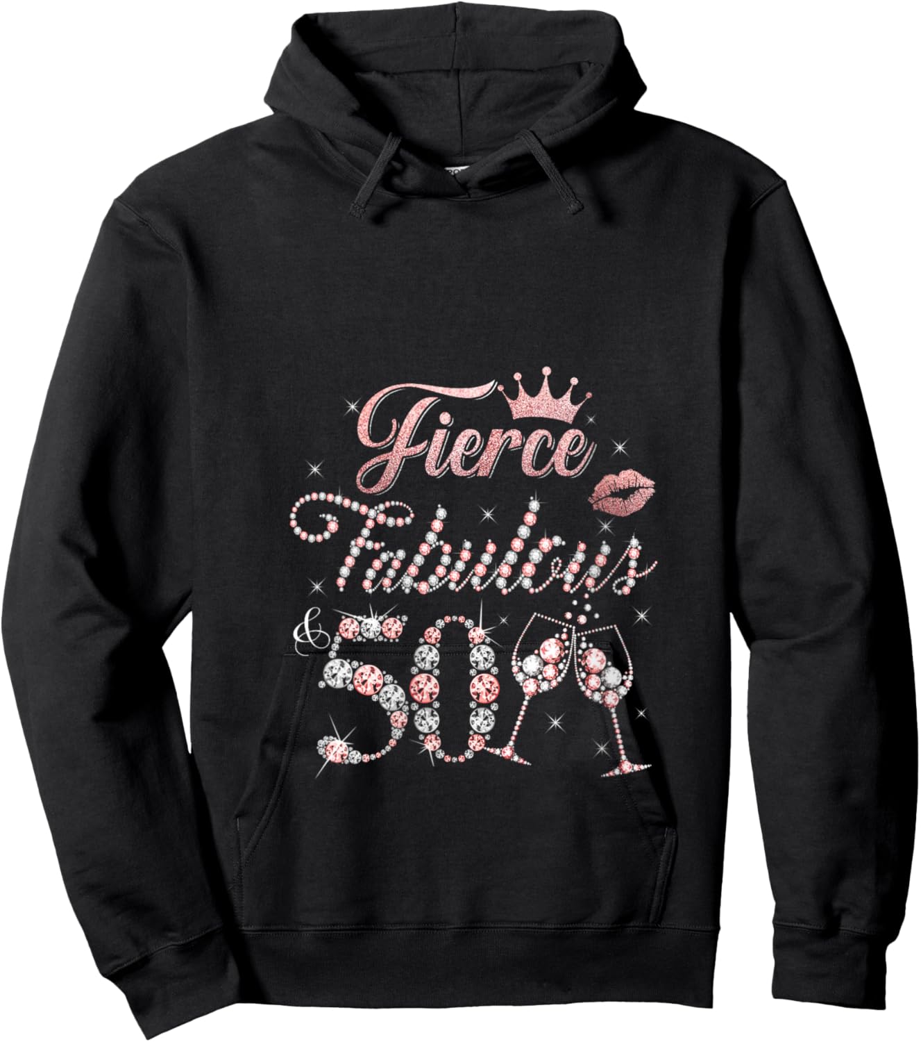 Fierce Fabulous and 50 Decorations 50th Bday 50 Year Old V-Neck Hoodie - Hoodie | Black
