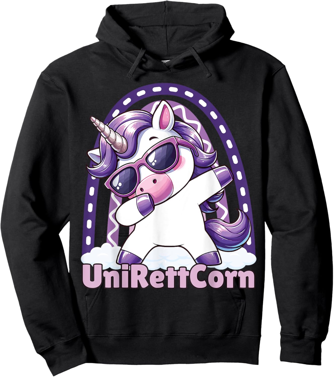 Rett Syndrome Awareness, UniRettCorn, Unicorn Rett Syndrome Hoodie - Hoodie | Black
