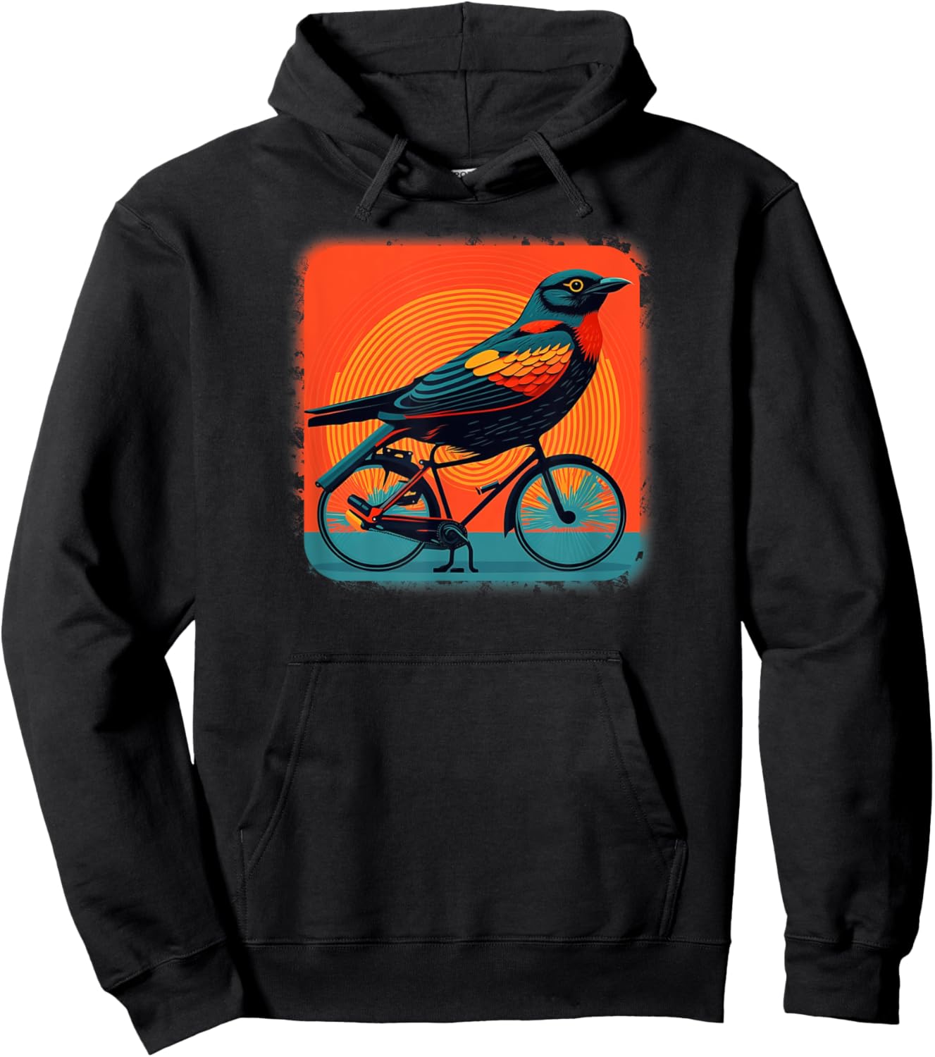 Redwing Blackbird - Redwinged Bird on a Bicycle Hoodie - Hoodie | Black