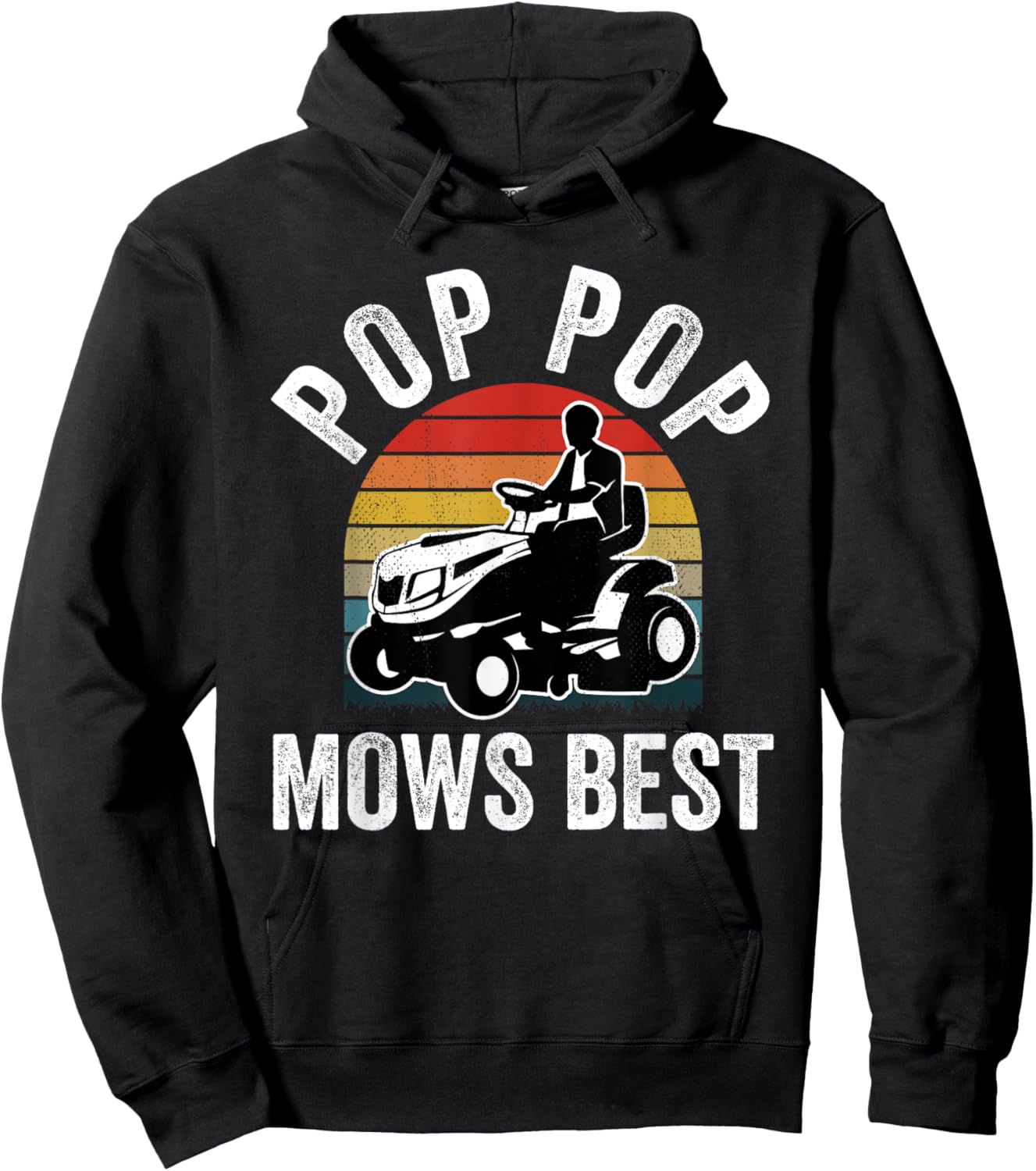 Pop Pop Mows Best Funny Gardener Lawn Care Father's Day Hoodie - Hoodie | Black