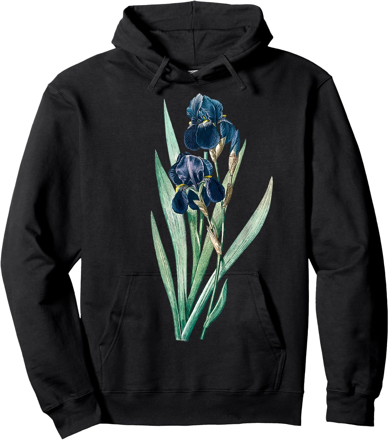 Elegant Iris Flower Antique Plants Botanical Vintage Gift Hoodie - Hoodie | Black