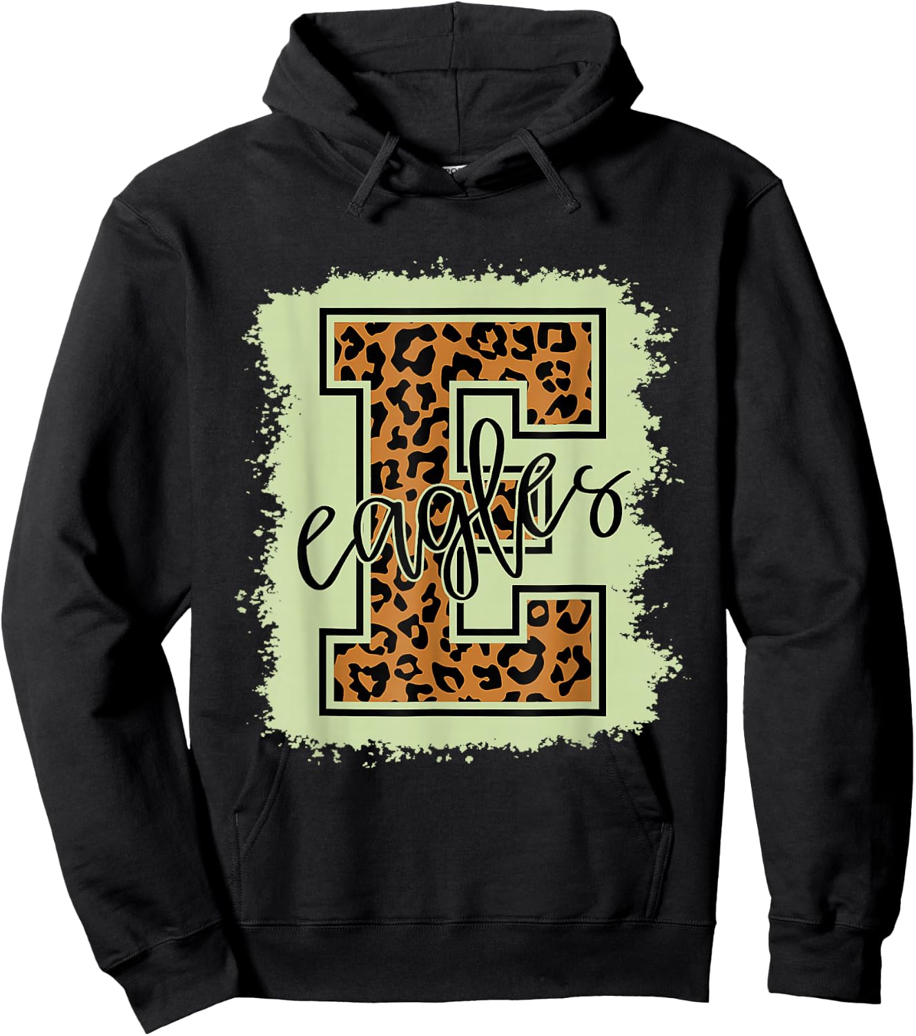 Eagles School Sports Fan Team Spirit Mascot Gift Bleached Hoodie - Hoodie | Black