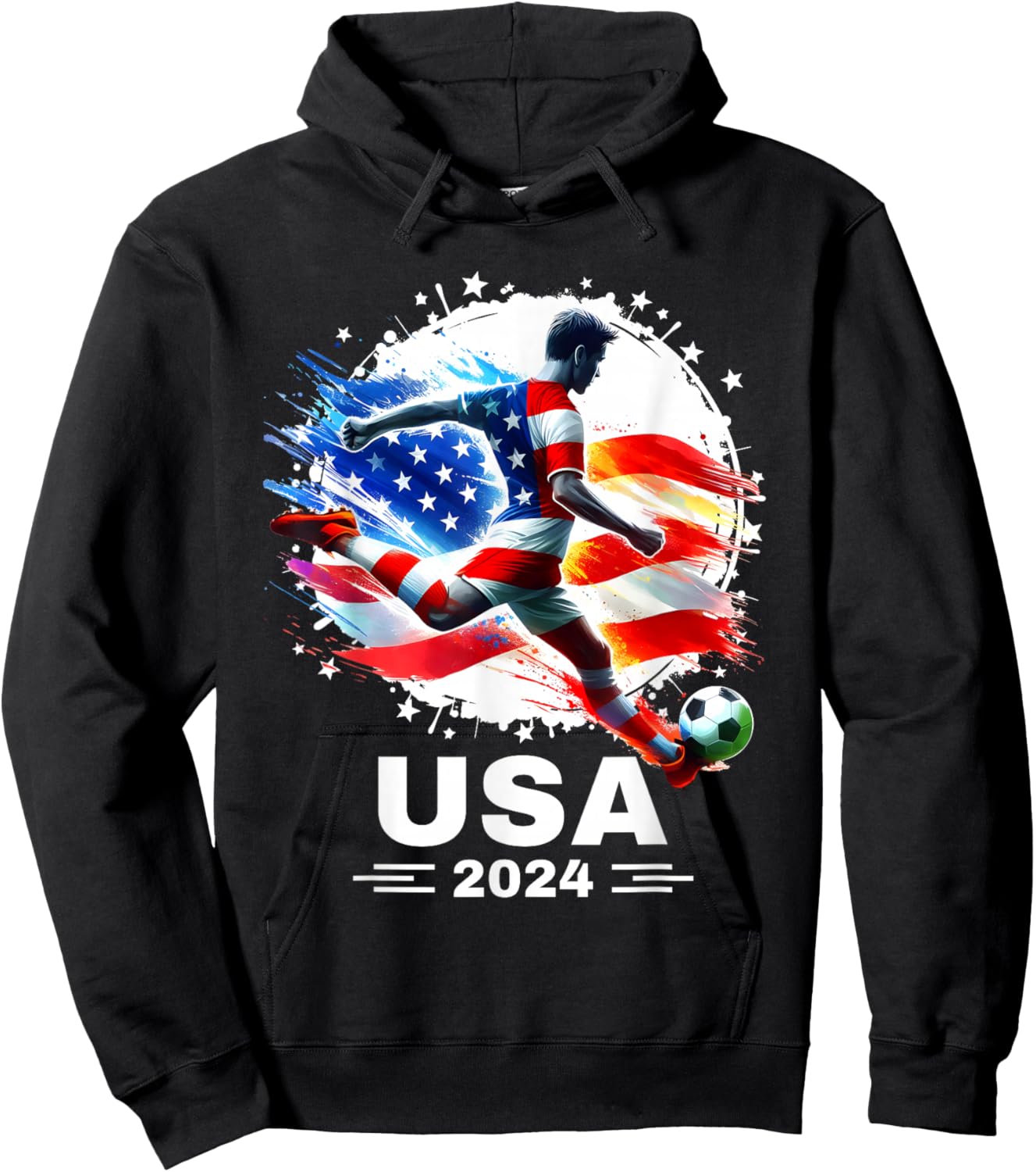 American Flag on Soccer Ball Soccer Ball Soccer 2024 Hoodie - Hoodie | Black