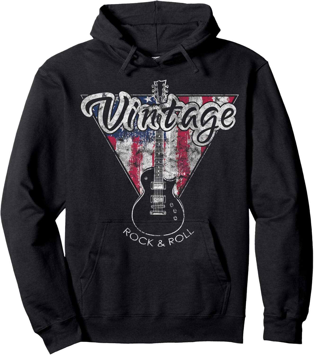 American Flag Guitar Vintage Guitar Player Gift Hoodie - Hoodie | Black