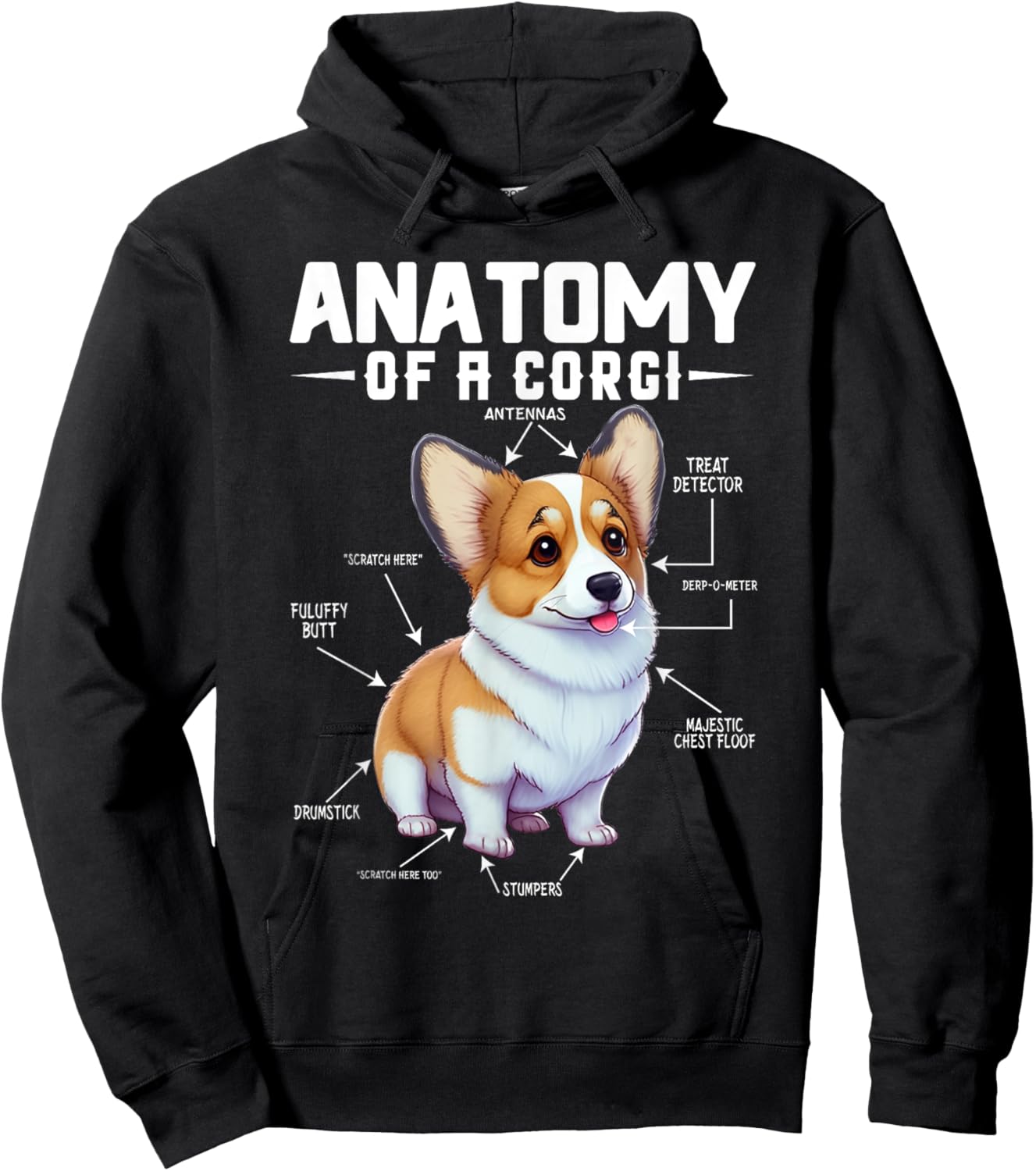 Anatomy Of A Corgi Cute Corgis Costume Corgi Lovers Corgis Hoodie - Hoodie | Black
