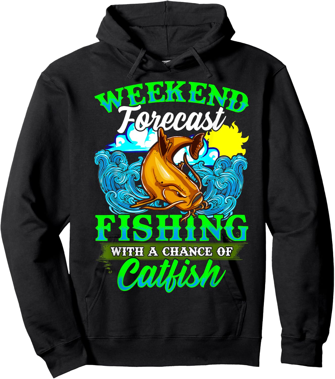 Fishing Catfish Fisherman Dads Birthday Fathers Hoodie - Hoodie | Black