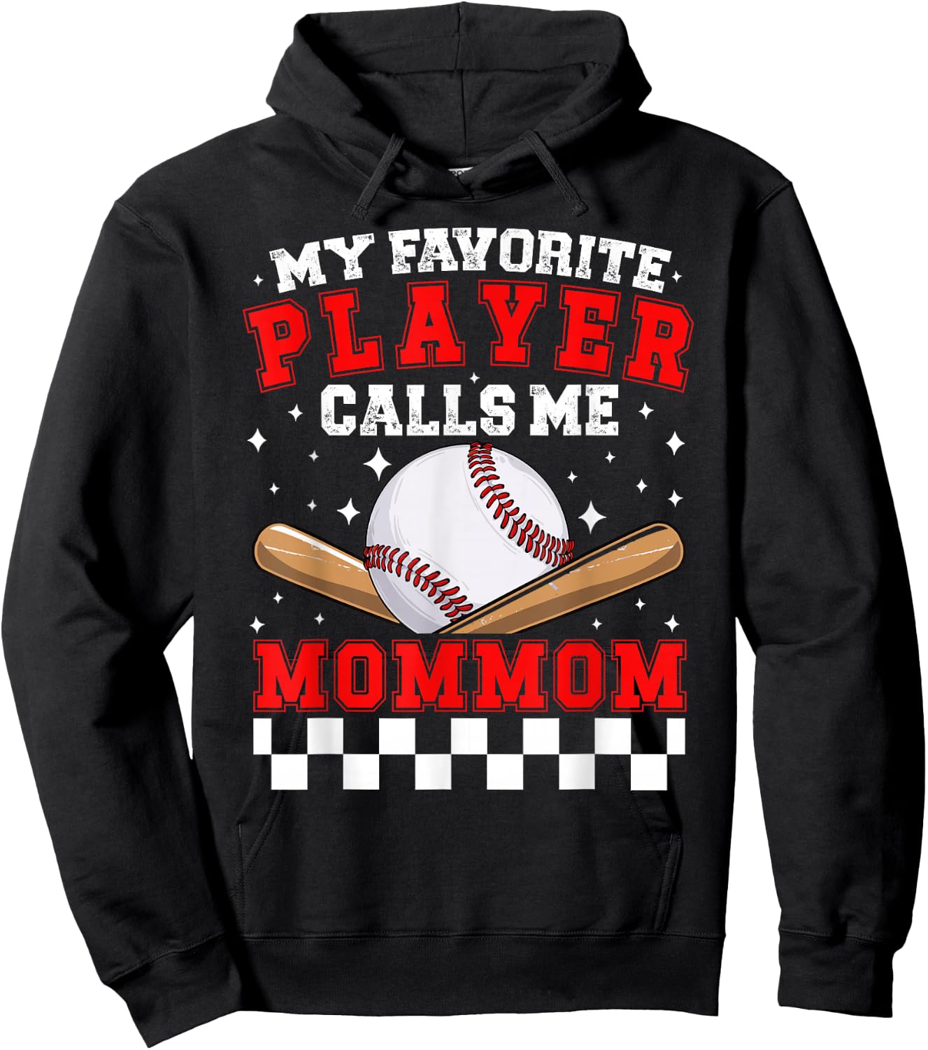Proud Baseball Mommom Of A Baseball Player Mommom Hoodie - Hoodie | Black