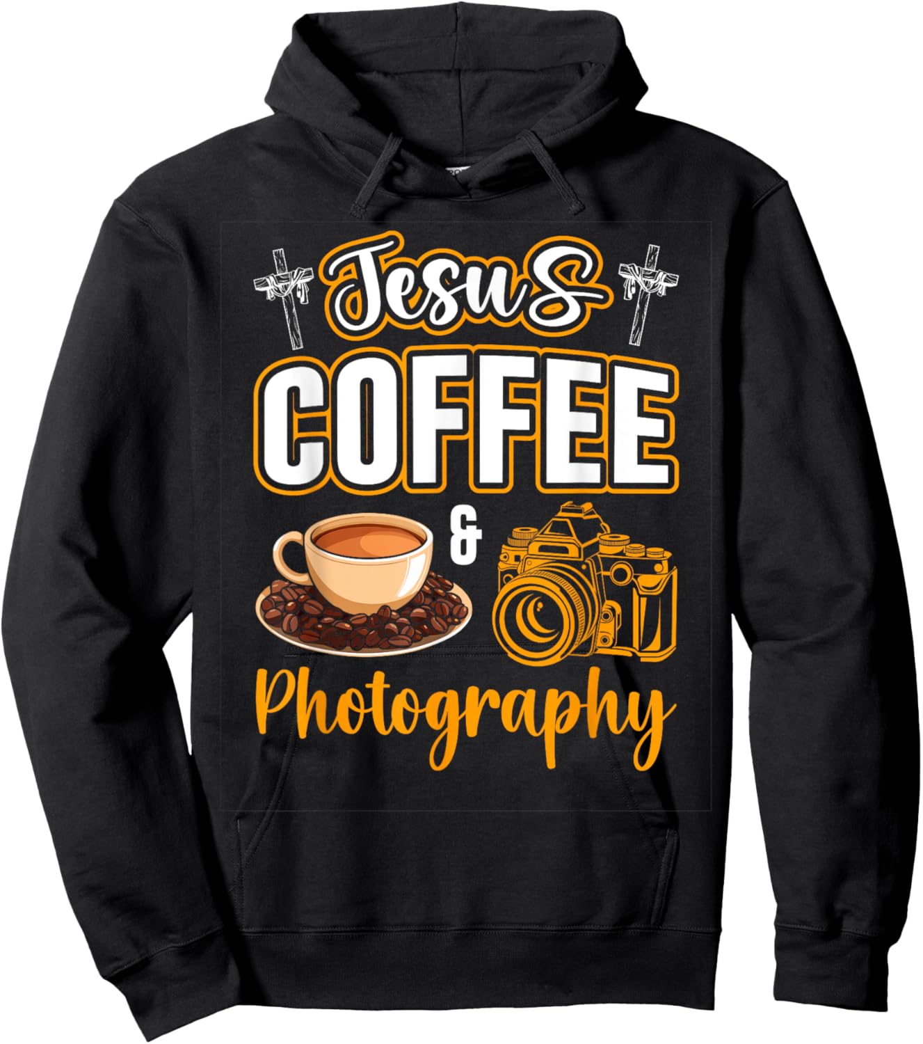 Jesus Coffee and Photography Funny Photographer Camera Hoodie - Hoodie | Black