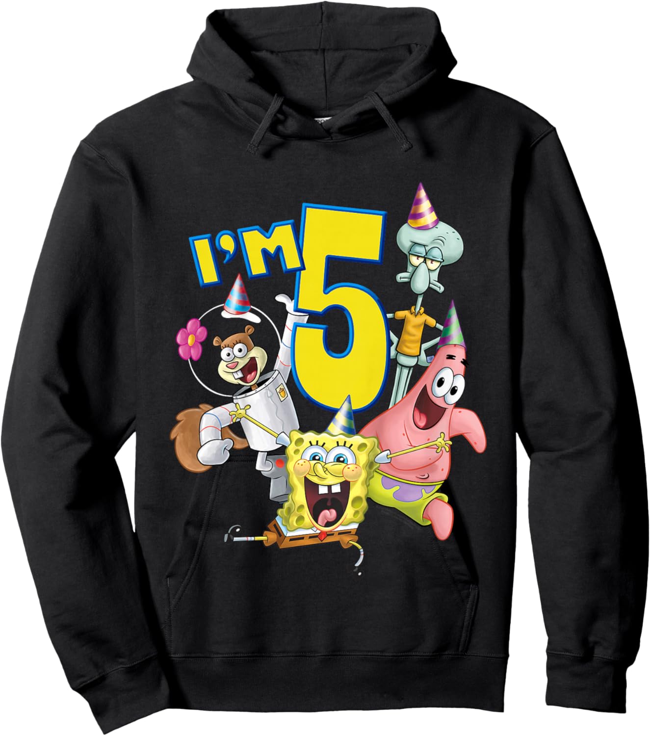 Kids Spongebob Squarepants 5th Birthday Today I'm 5 Hoodie - Hoodie | Black