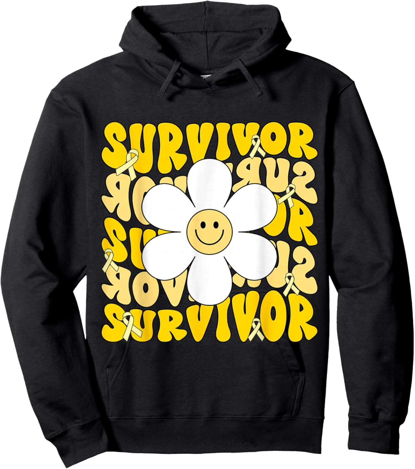 Childhood Cancer Survivor Kids Gold Ribbon Childhood Cancer Hoodie - Hoodie | Black
