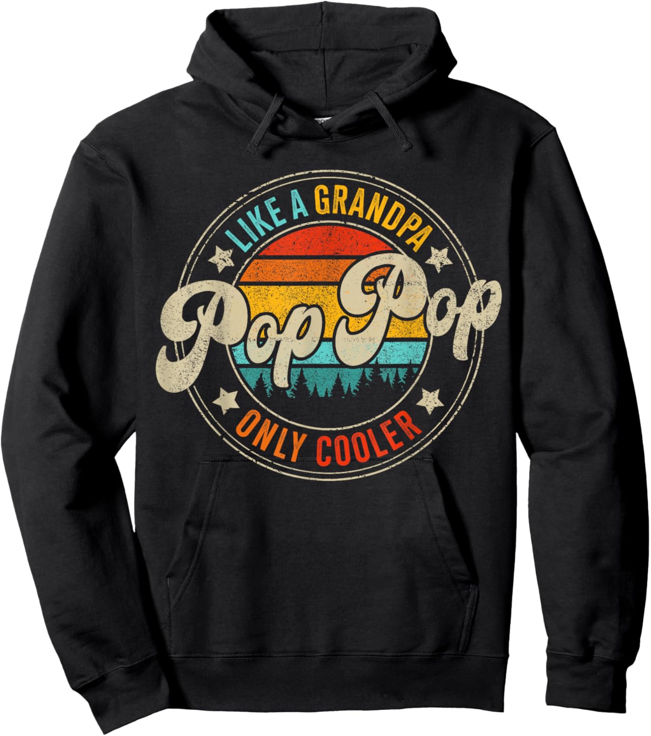 Pop pop only cooler vintage for grandpa fathers day birthday Hoodie - Hoodie | Black