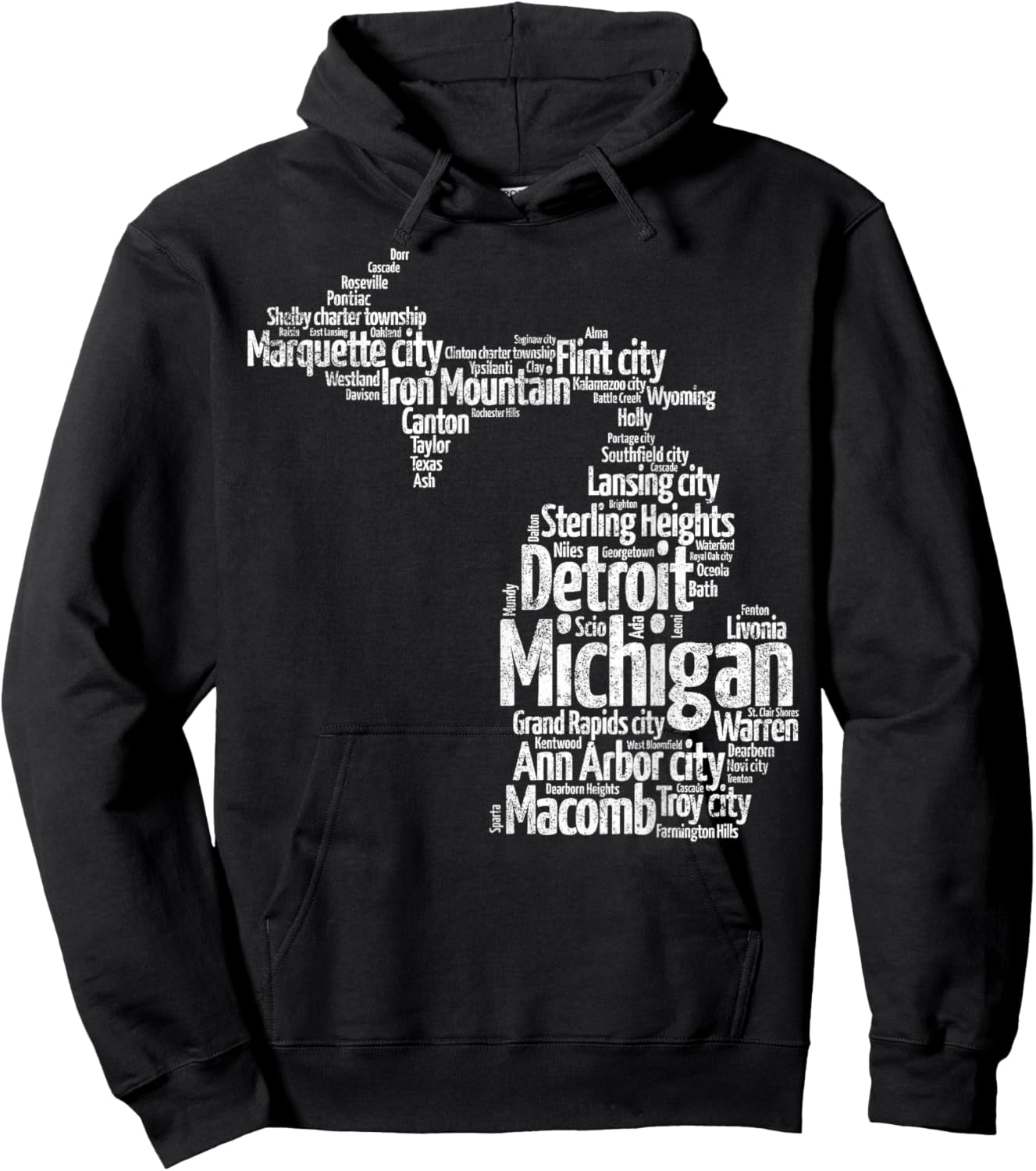 Great Lakes State Map Michigan Vacations Camping Hiking Hoodie - Hoodie | Black