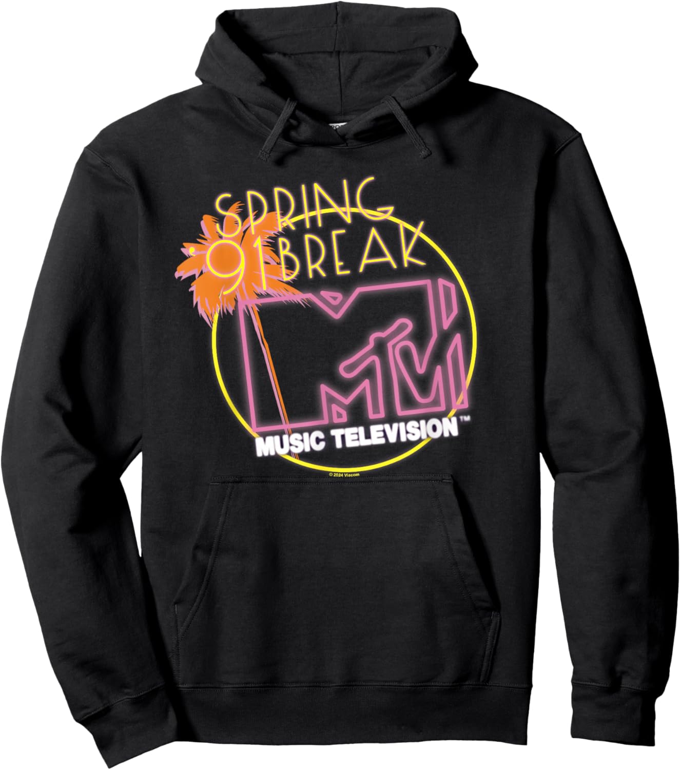MTV Spring Break '91 Neon Sign Hoodie - Hoodie | Black