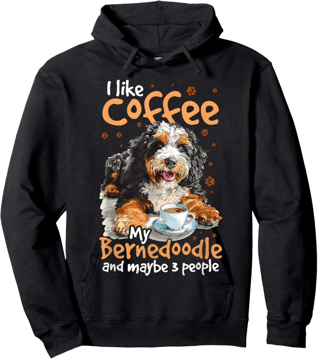 Bernedoodle Dog Breed Pet I like coffee my Bernedoodle Hoodie - Hoodie | Black