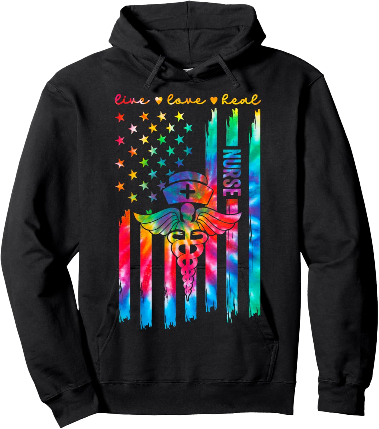 Nurse's Day Happy Nurse Week 2025 Appreciation Nurse Tie Dye Hoodie - Hoodie | Black