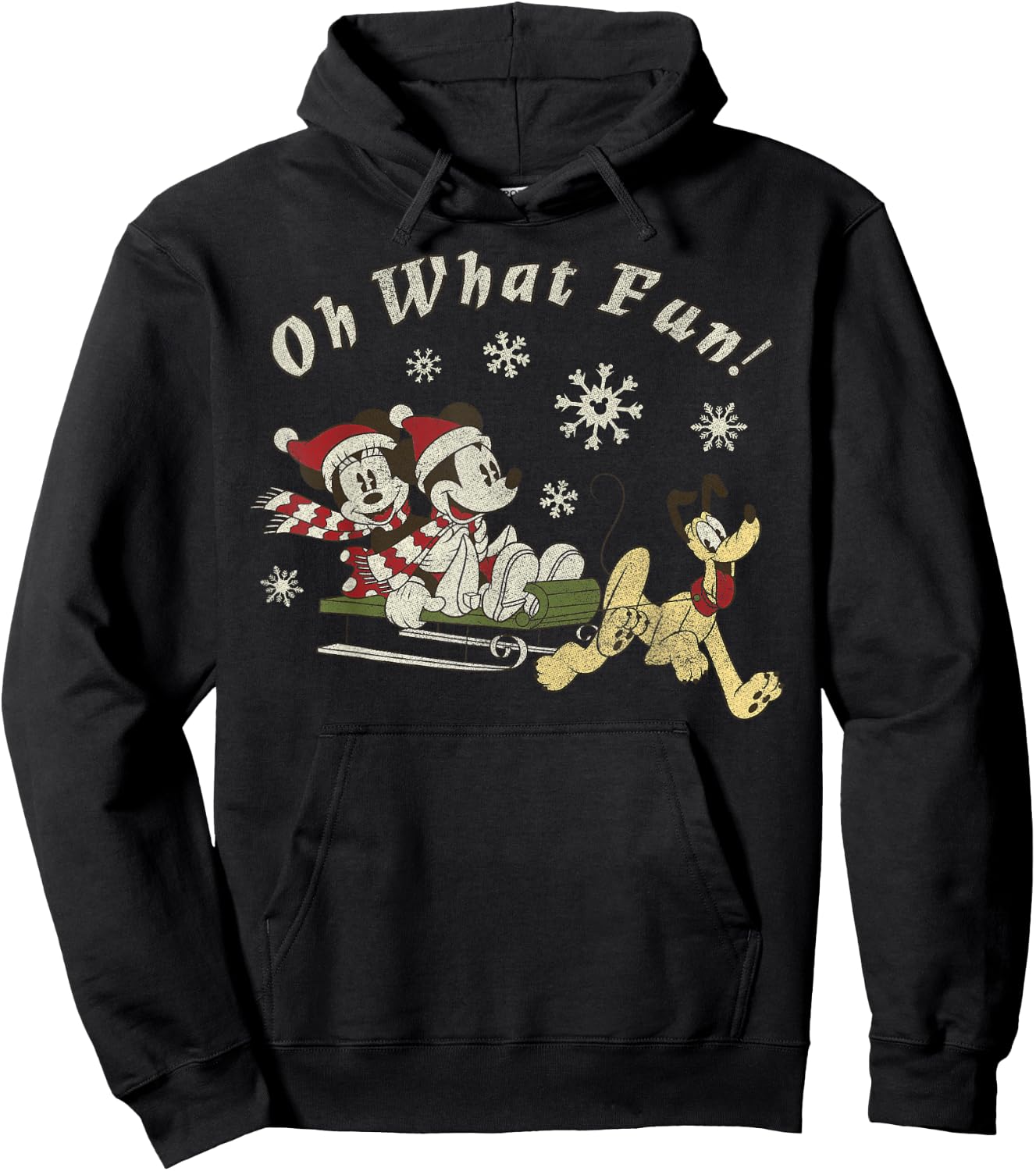 Disney Mickey Minnie and Pluto Oh What Fun Christmas Sled Hoodie - Hoodie | Black