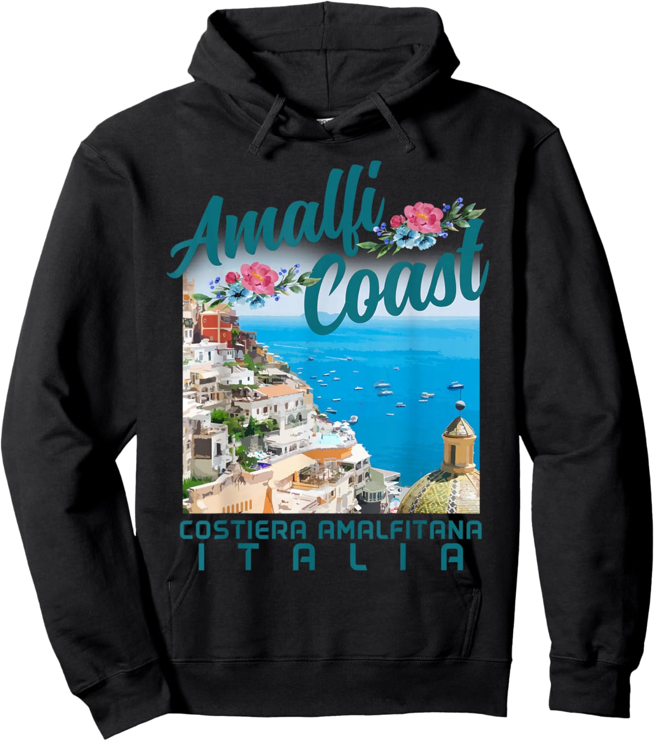 Amalfi Coast Italy Italia Vintage Italian Souvenir Hoodie - Hoodie | Black