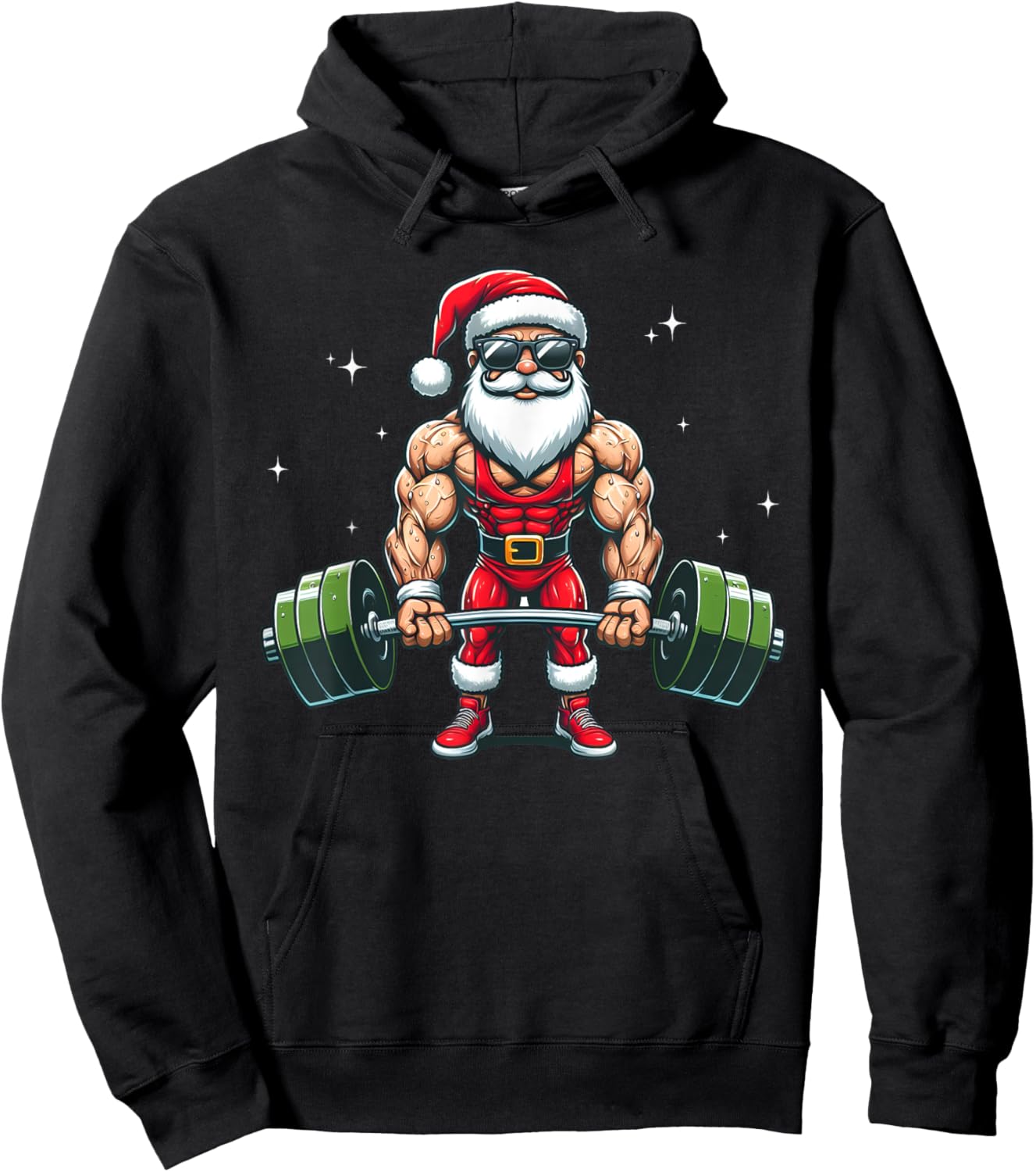 Santa Deadlift Bodybuilder Funny Fitness Christmas in july Hoodie - Hoodie | Black