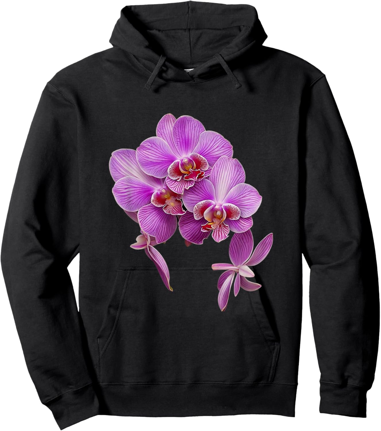 Magenta Watercolor Vanda Orchid Flower Shapes Mania Orchid Hoodie - Hoodie | Black