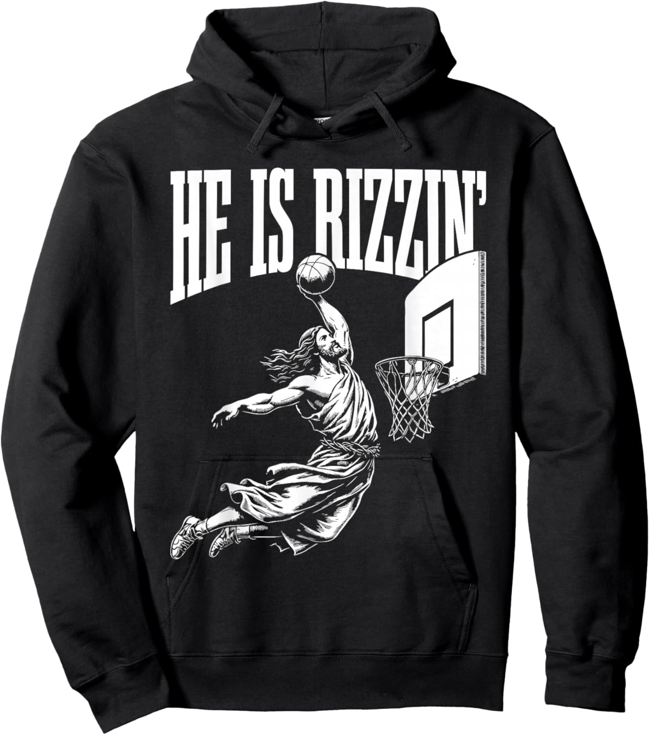 He is Rizzin Funny Easter Rizz Meme Basketball Hoodie - Hoodie | Black
