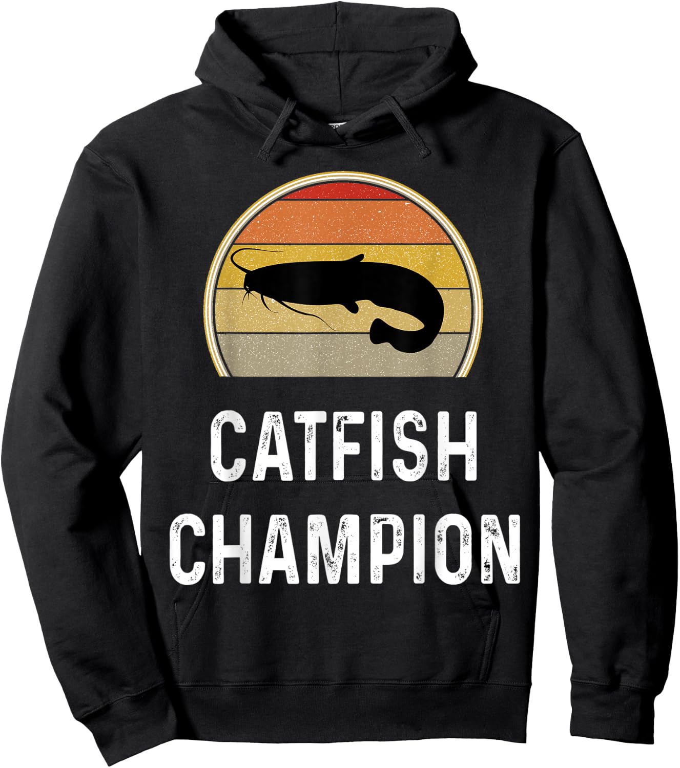 Catfish Champion Fishing Gifts Funny Fisherman Shirt Retro Hoodie - Hoodie | Black