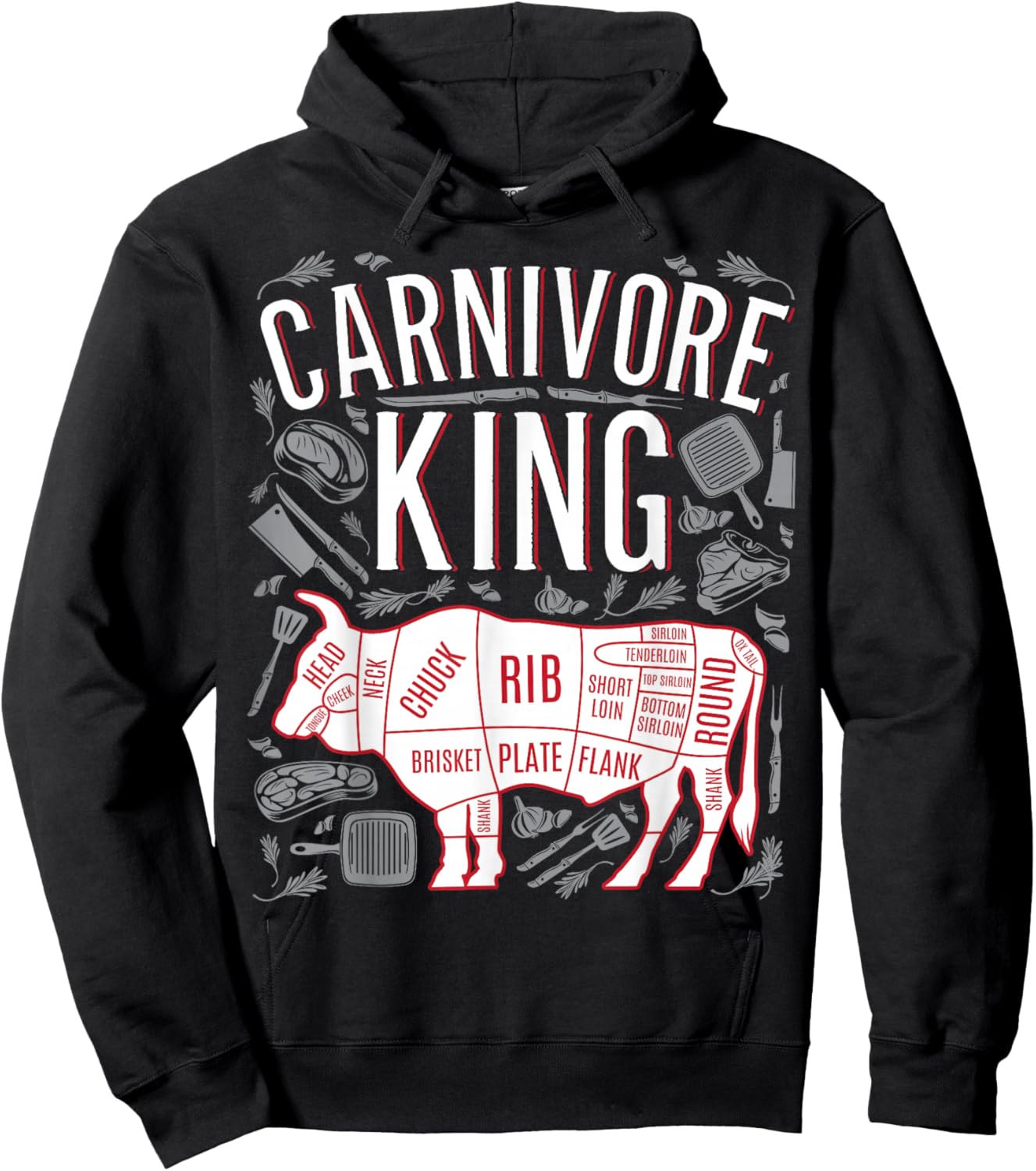 Funny Carnivore King Meat lover Gift Dads who BBQ Hoodie - Hoodie | Black