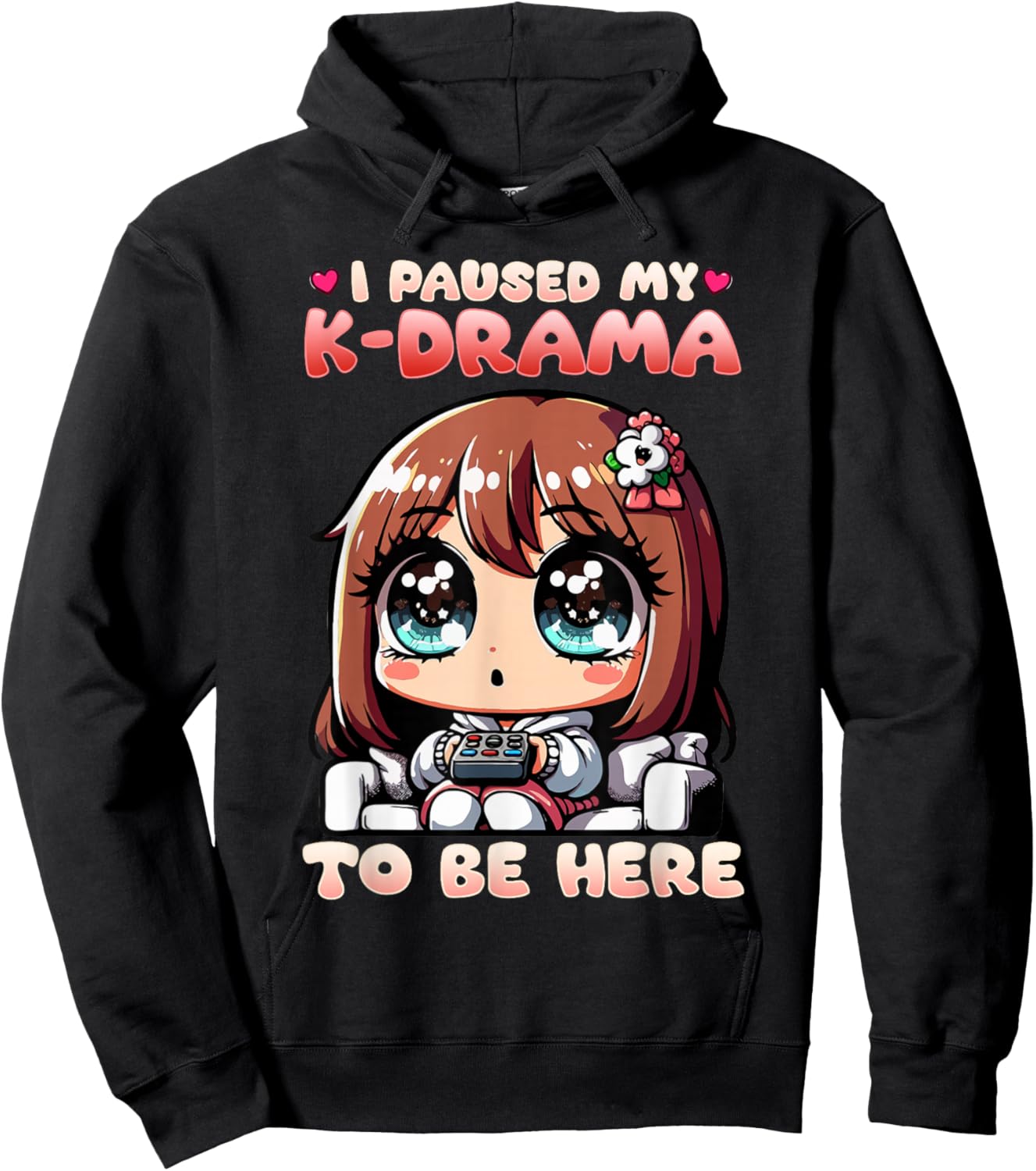 I Paused My K-Drama To Be Here I Finger Heart I Korean Music Hoodie - Hoodie | Black