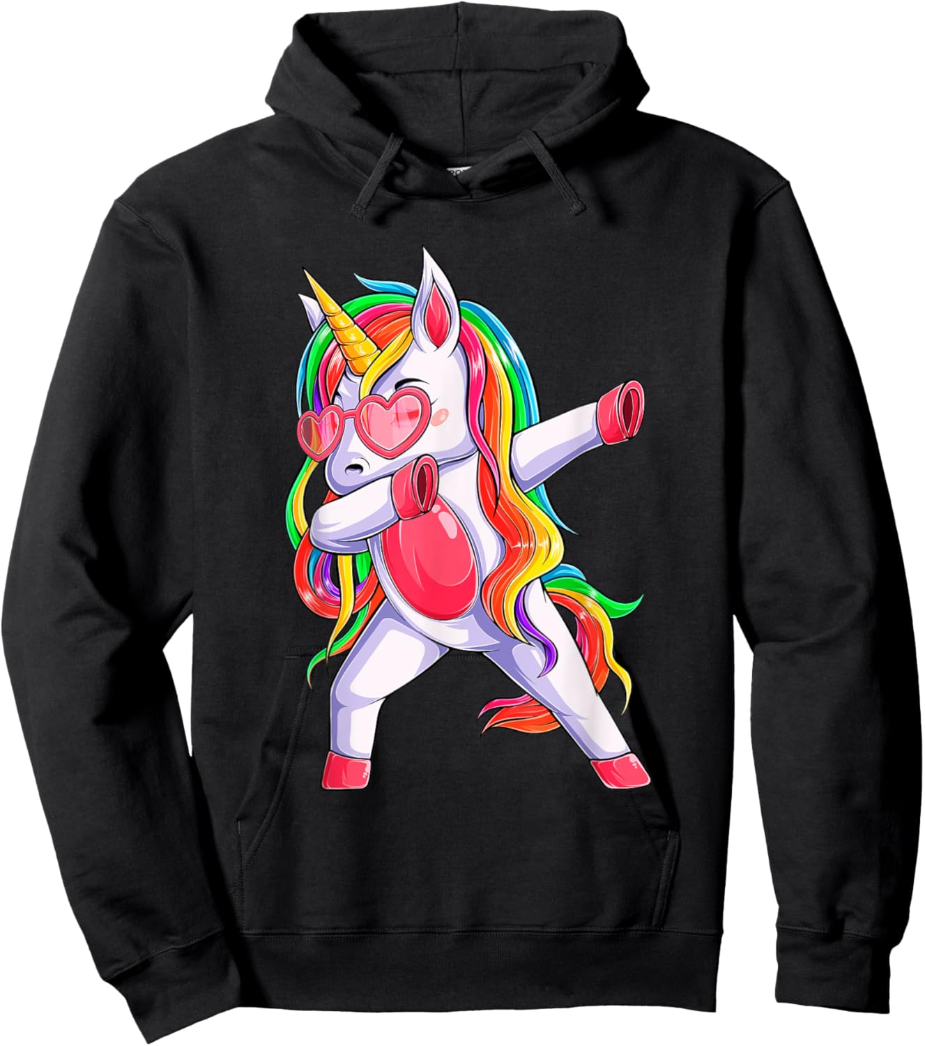 Dabbing Unicorn Party Birthday Rainbow Girls Kids Women Dab Hoodie - Hoodie | Black