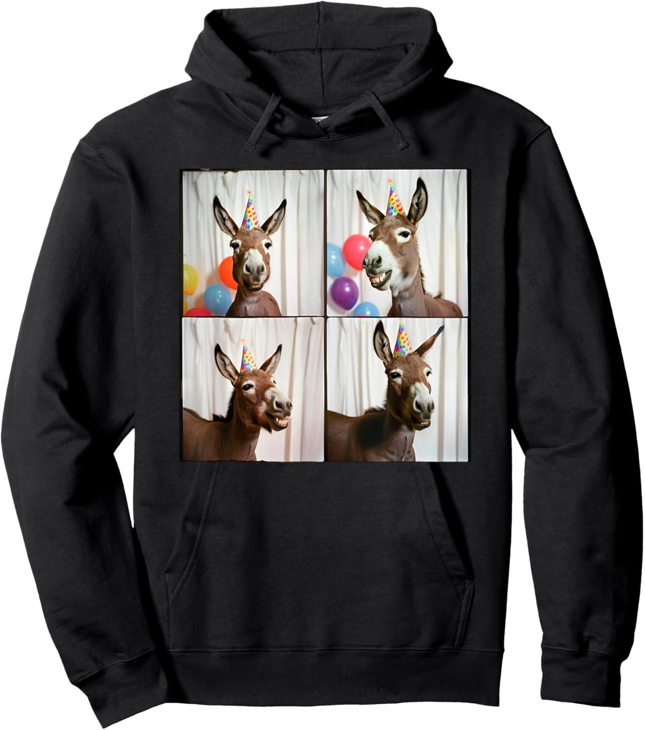 Laughing Donkey Face Farmyard Animal Happy Donkey Birthday Hoodie - Hoodie | Black