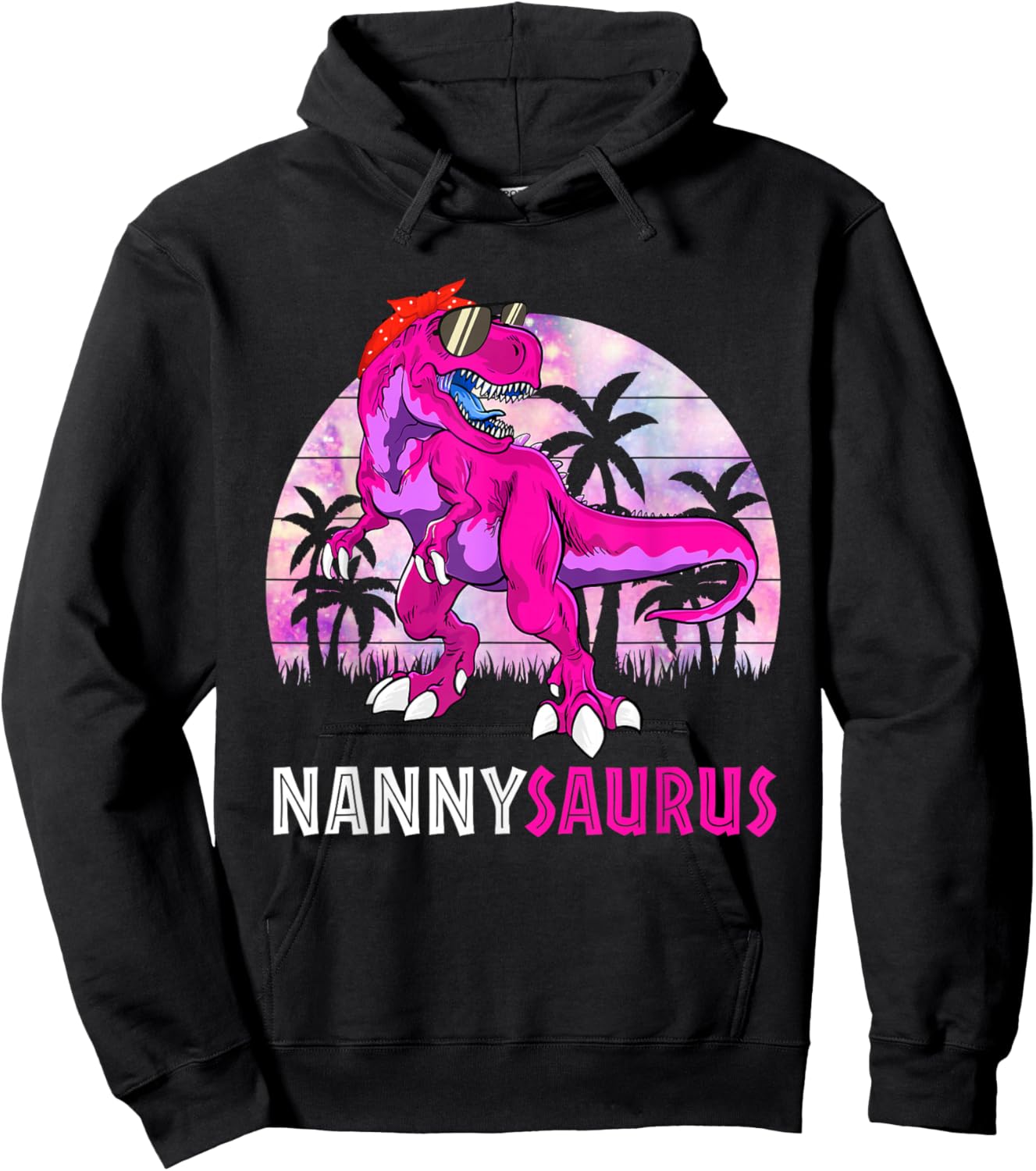 Nannysaurus T Rex Dinosaur Nanny Saurus Family Matching Hoodie - Hoodie | Black