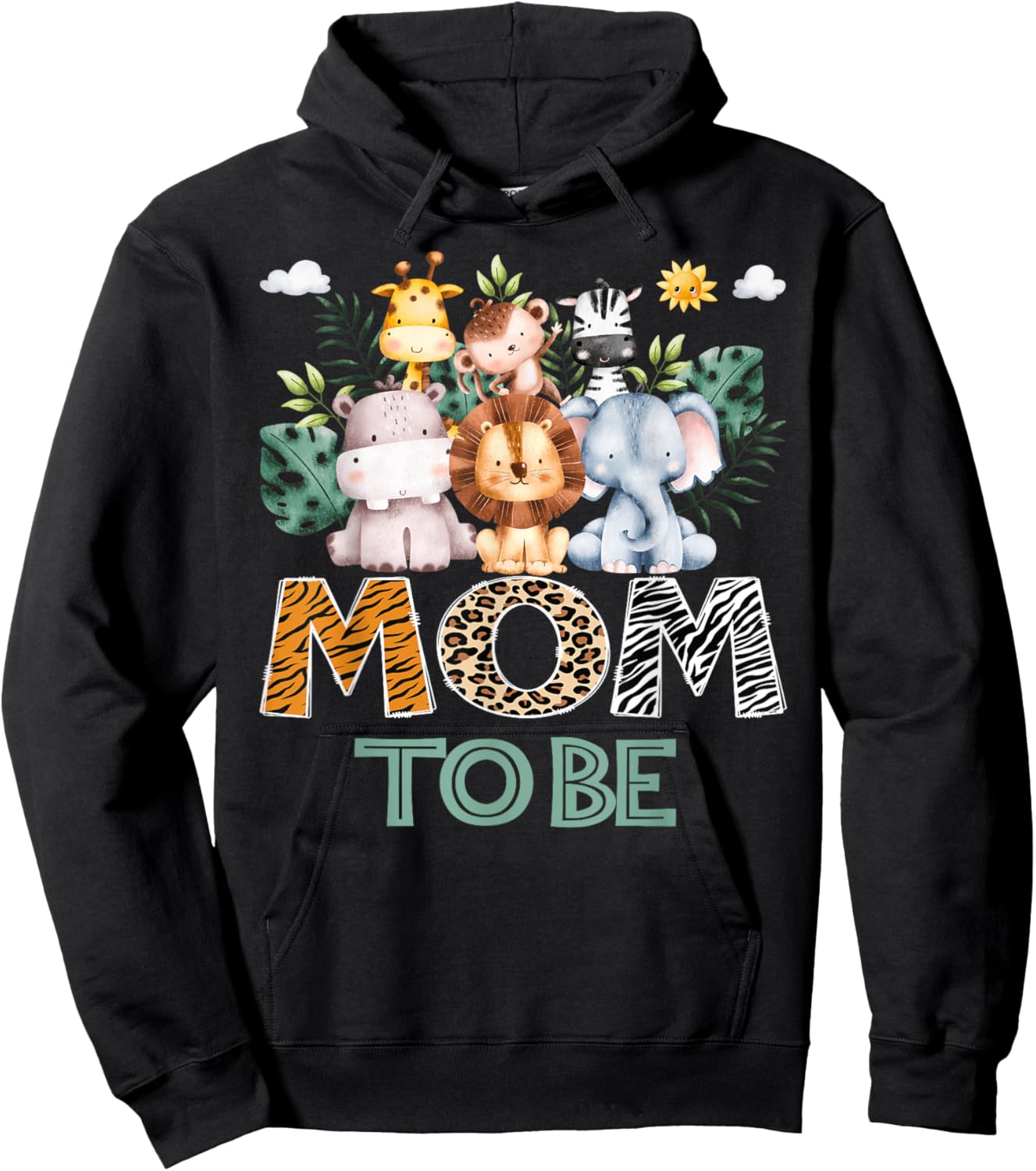 Soon To Be Mom Jungle Animal Safari Gender Reveal Hoodie - Hoodie | Black