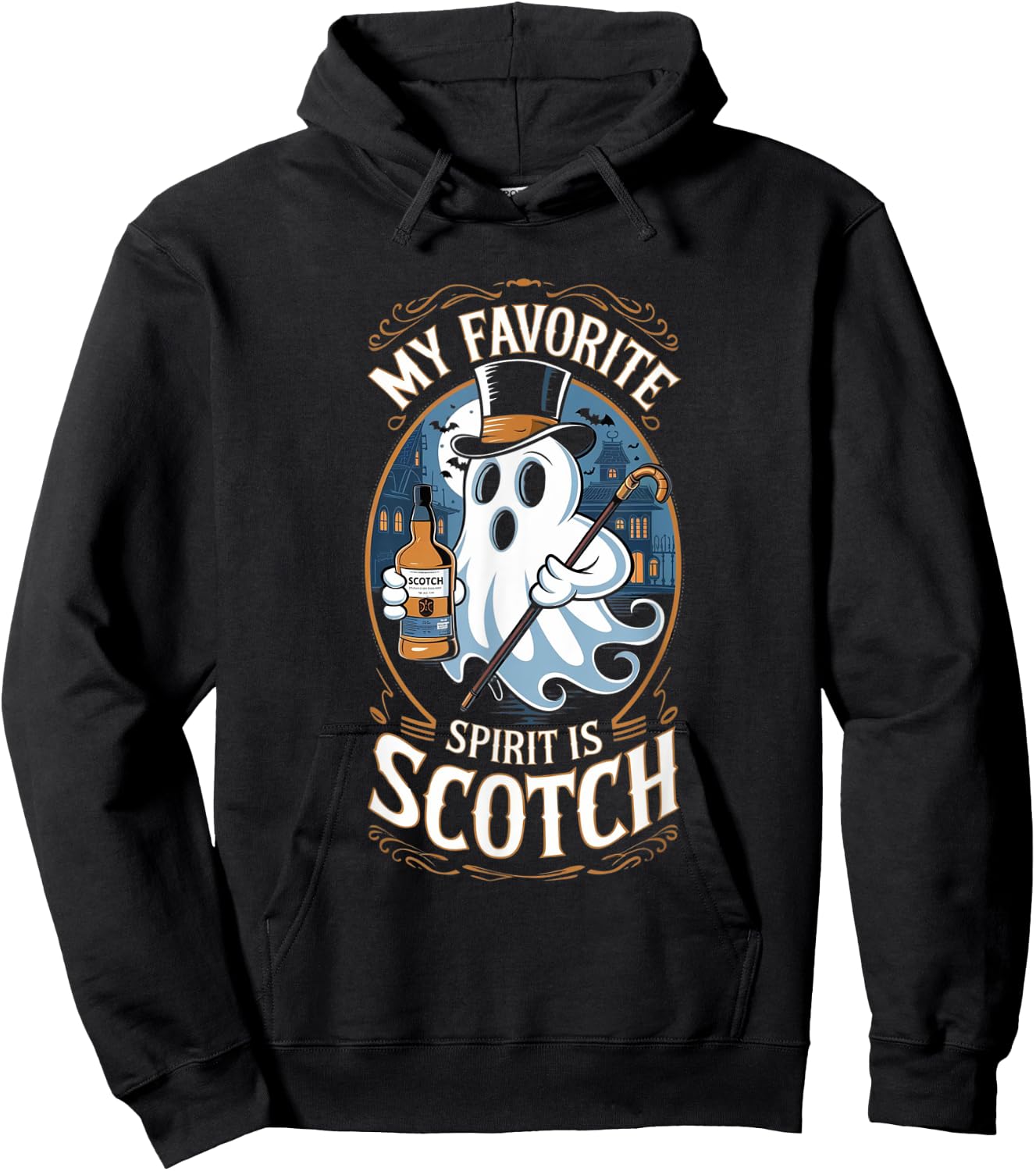 My Favorite Spirit Is Scotch Ghost Halloween Funny Hoodie - Hoodie | Black
