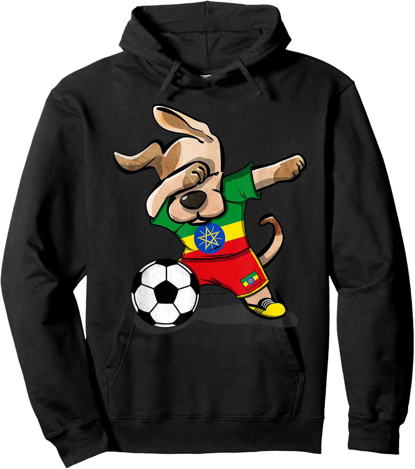 Dabbing Dog Ethiopia Soccer Fans Jersey Ethiopian Football Men Women Girls Kids Hoodie - Hoodie | Black
