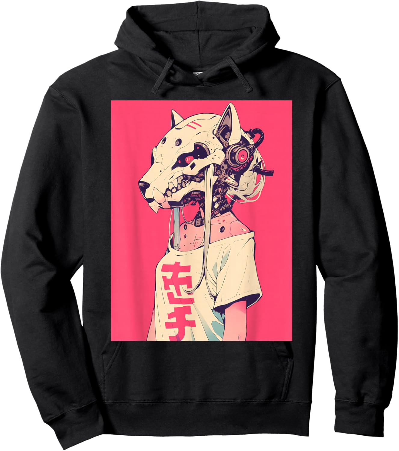 Anime Manga Cyberpunk Aesthetic Techwear Harajuku Cat Girl Hoodie - Hoodie | Black