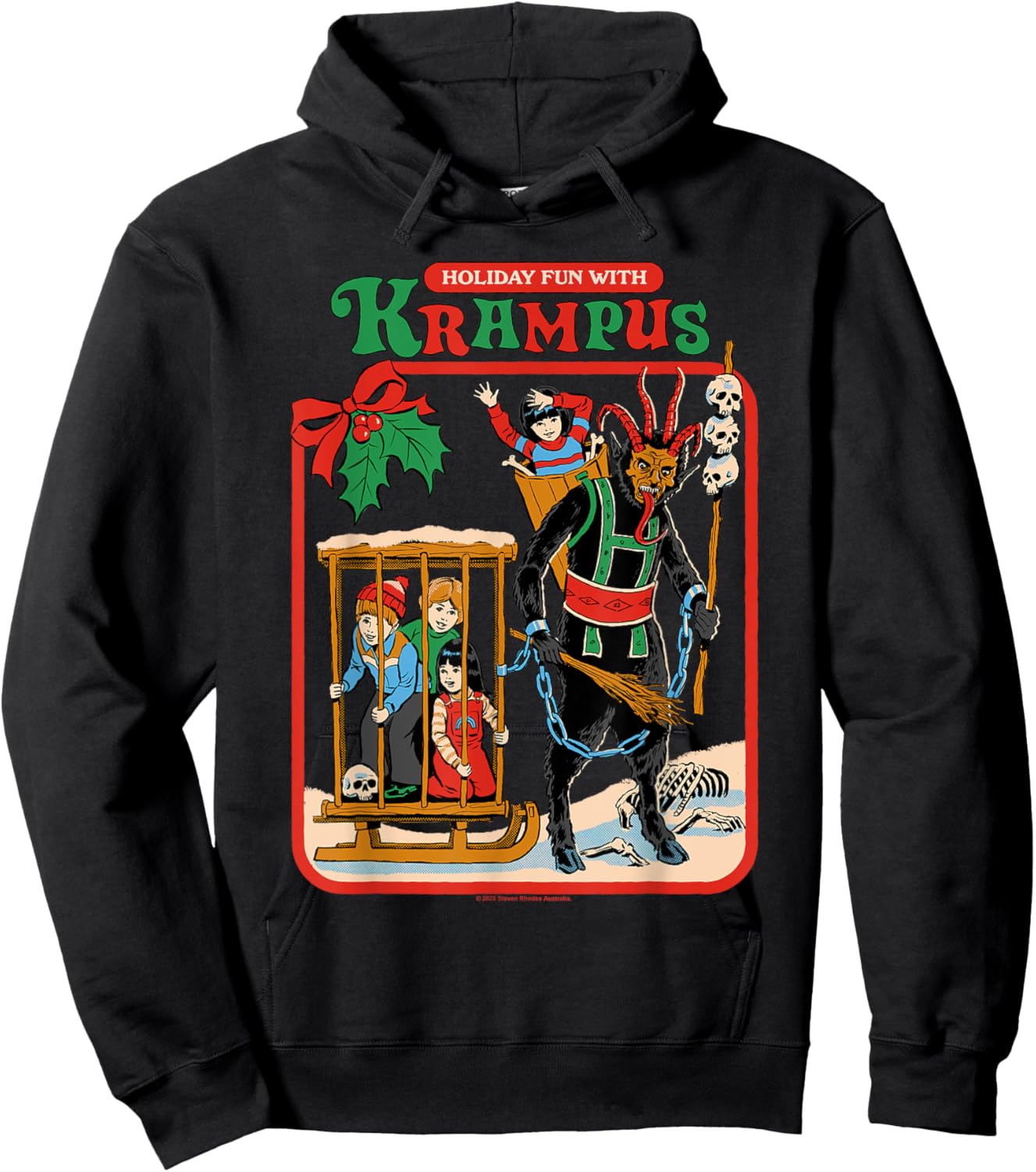 Fun with Krampus Christmas Retro Vintage Funny Adult Humor Hoodie - Hoodie | Black