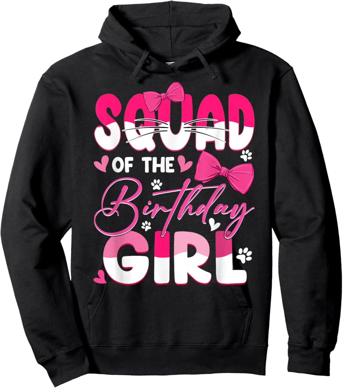 Squad Of The Birthday Girl Cat Kitty Family Matching Hoodie - Hoodie | Black