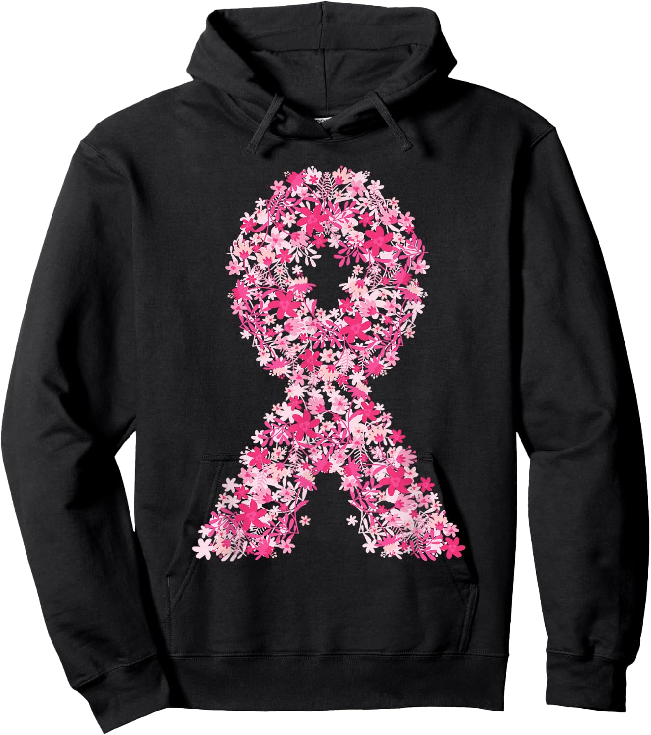 Breast Cancer Pink Ribbon Floral Flower Cute Awareness Gifts Hoodie - Hoodie | Black